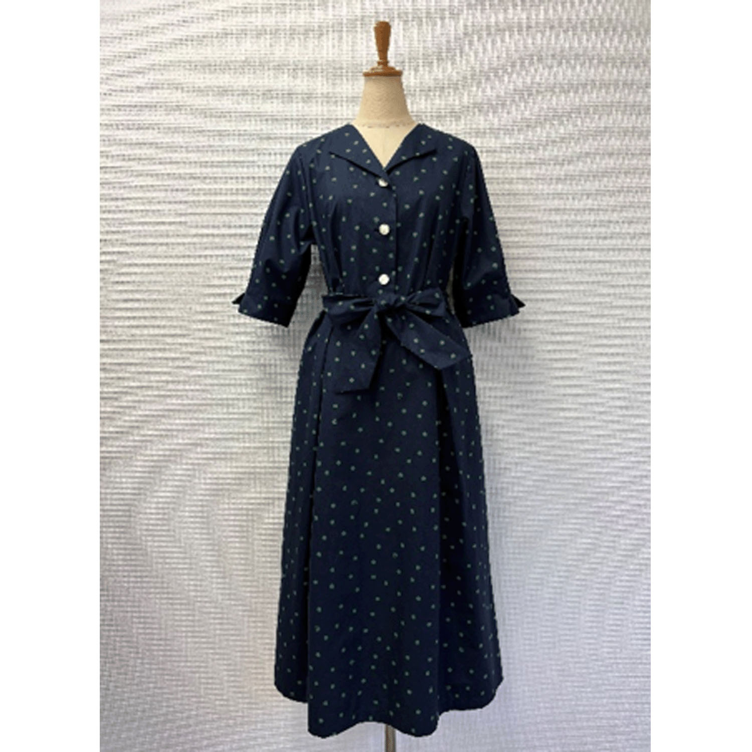 Doubleface Tokyo 水玉オープンカラーリボン付きワンピース - 画像4