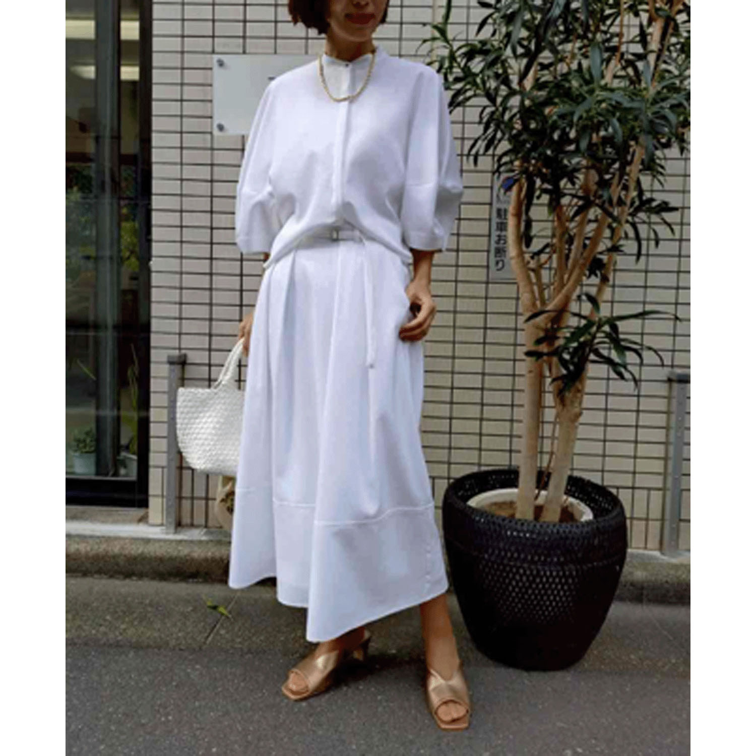 Doubleface Tokyo タックフレアシアサッカースカート - 画像2