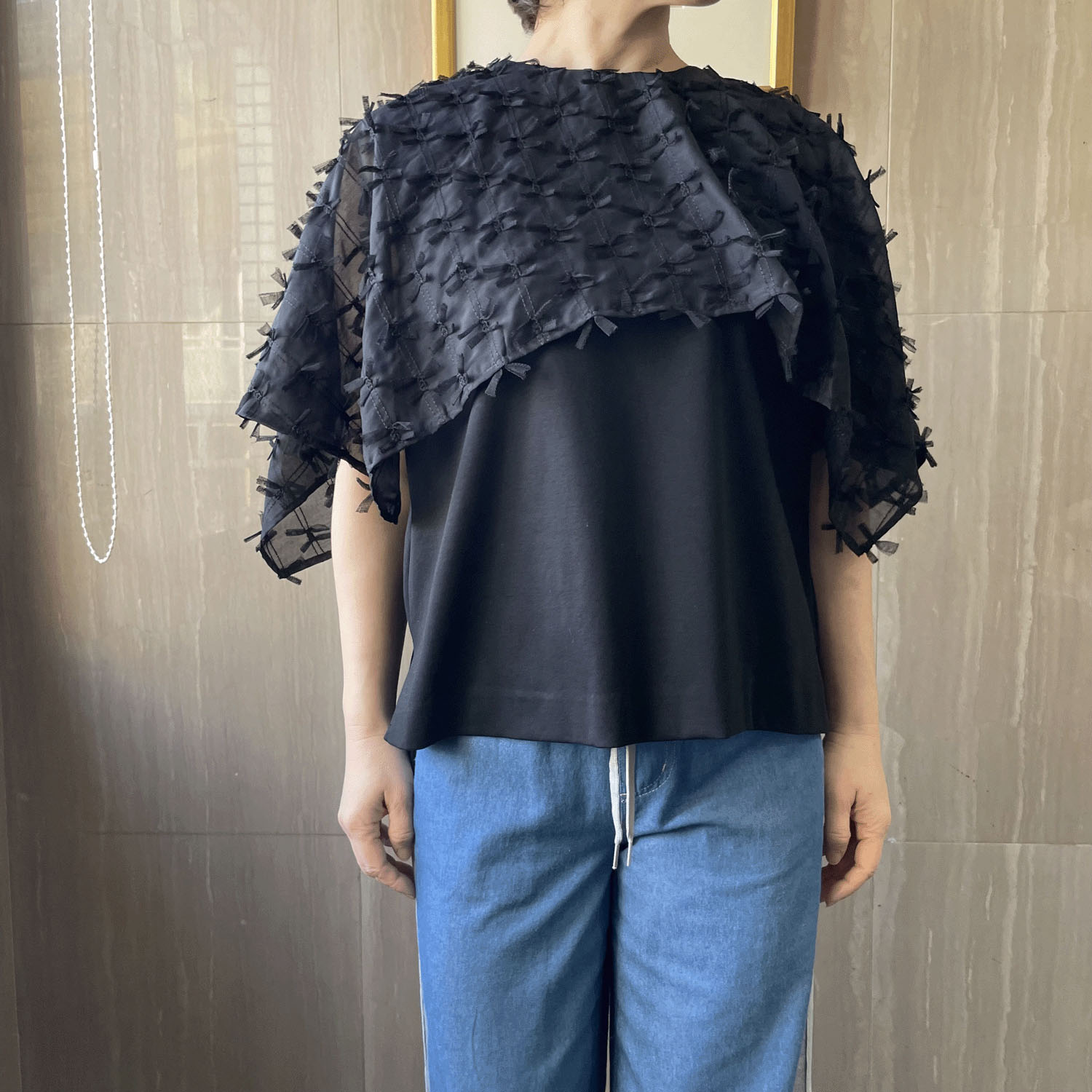 KOKIA リボン刺繍ケープカットソー