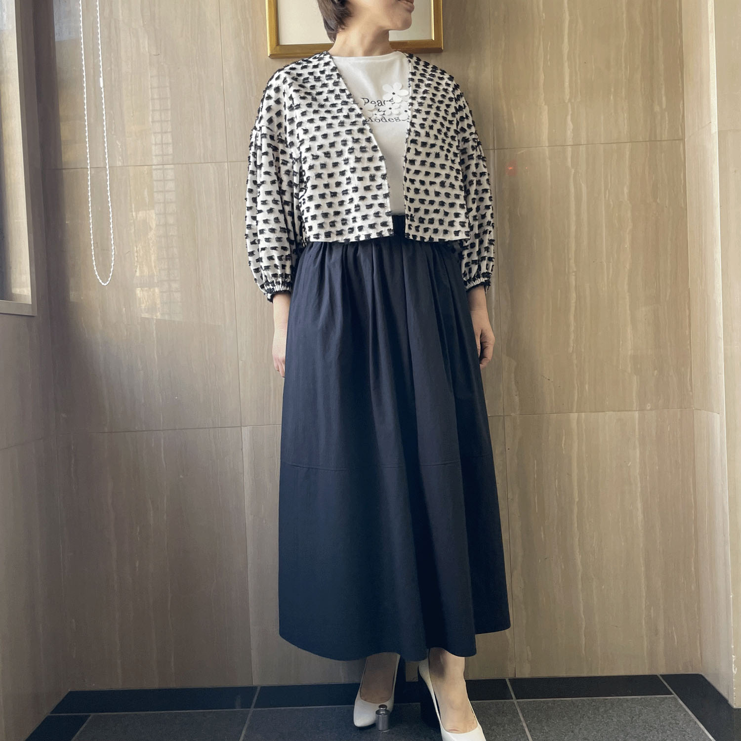 NOUQUE オーガニックタイプライターギャザースカート - 画像5