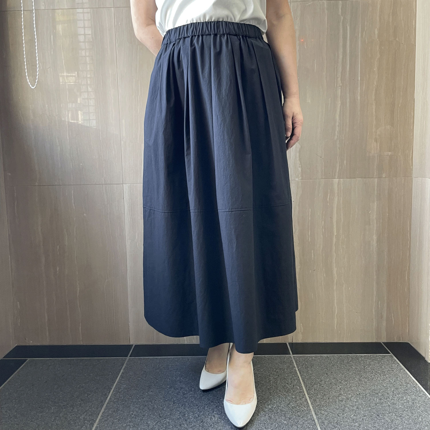 NOUQUE オーガニックタイプライターギャザースカート