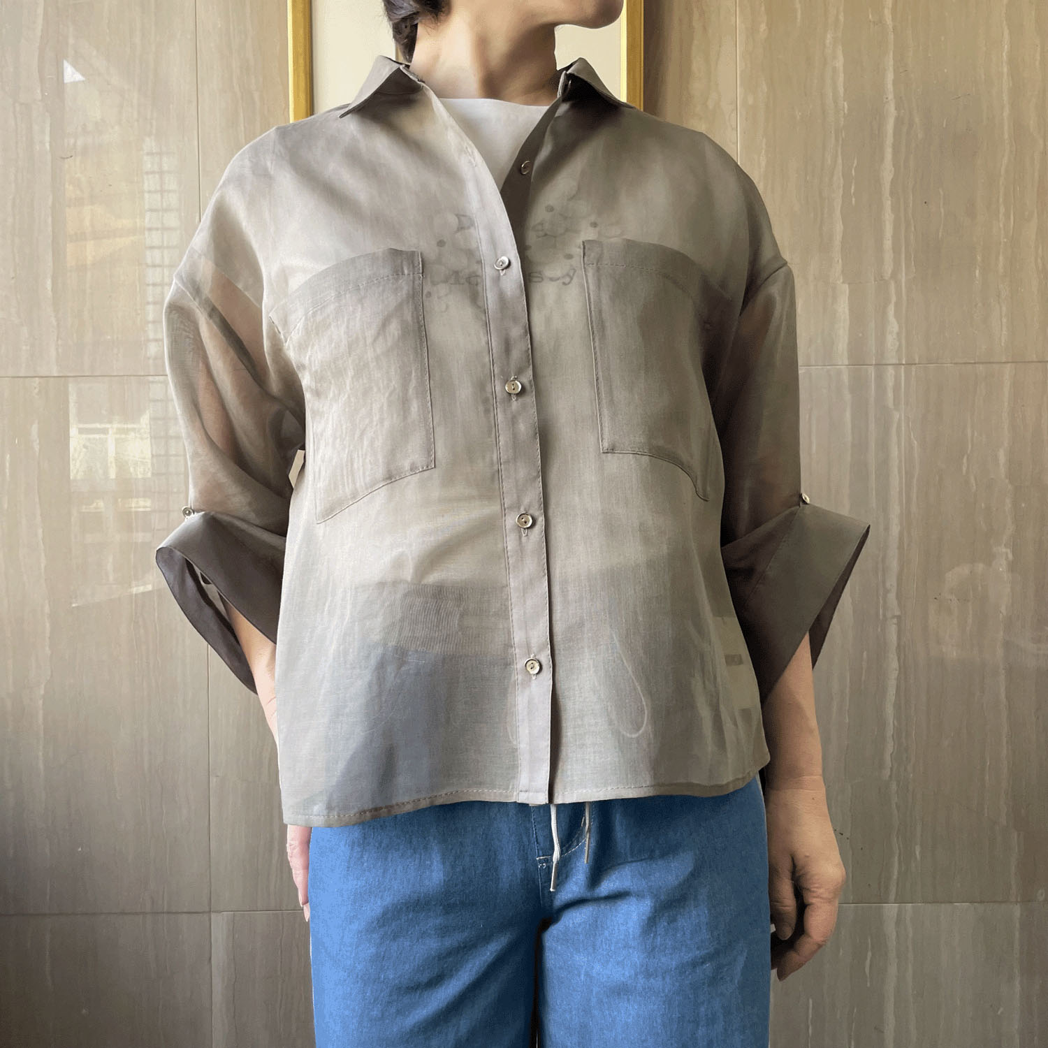 NOUQUE オーガンジー袖2WAYブラウス - 画像2