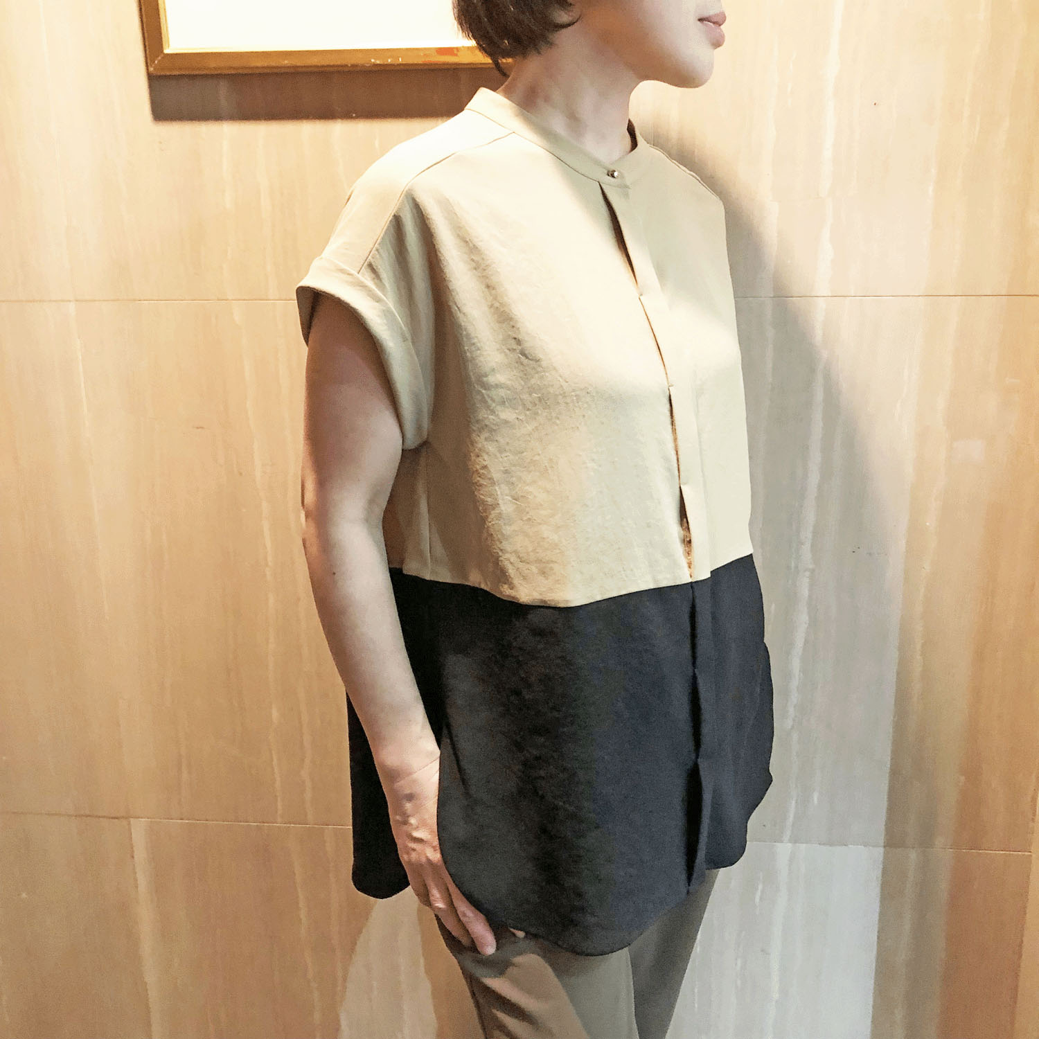 一珠 KOKIA ジョーゼットバイカラーブラウス - 画像4