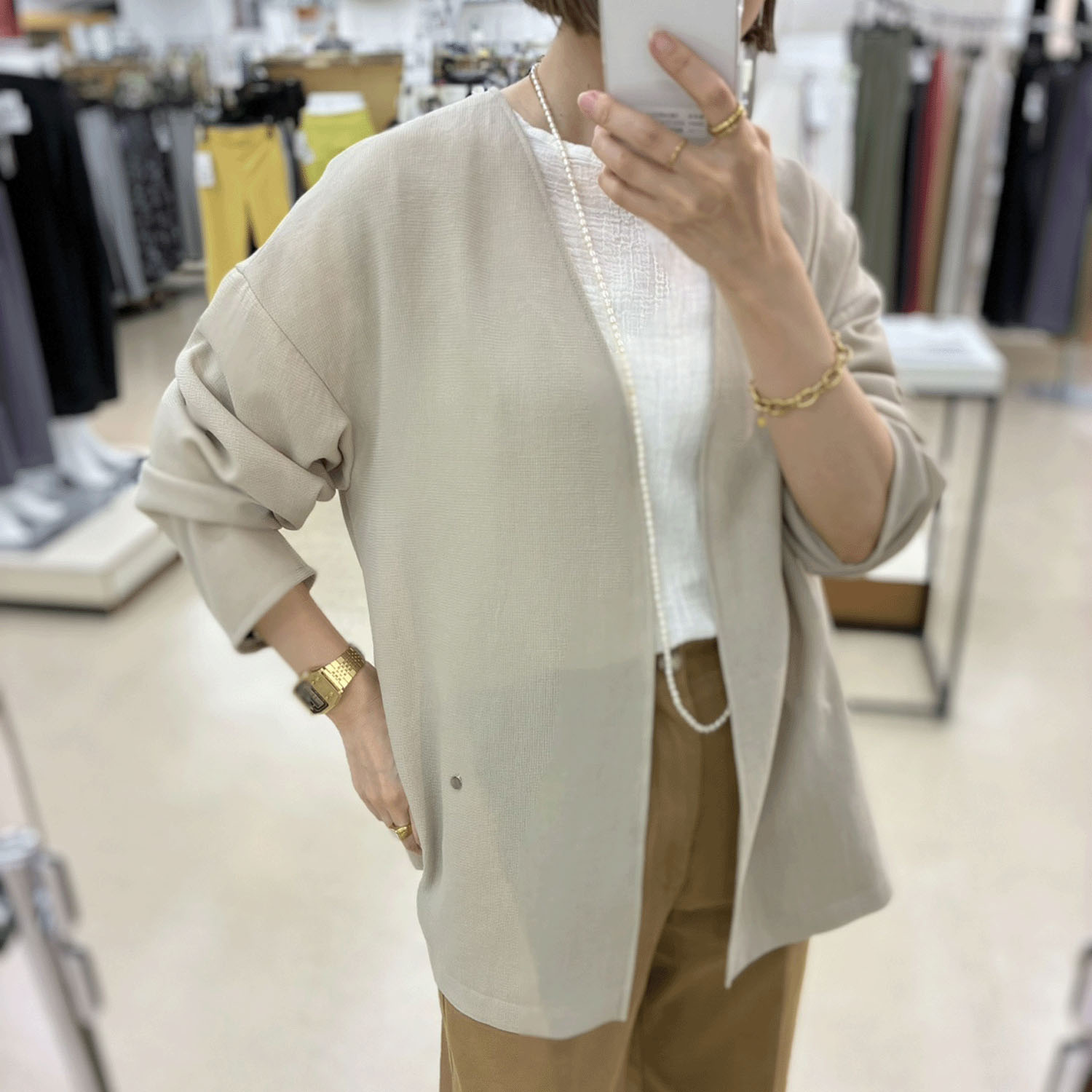 一珠 ノーカラージャケット - 画像2