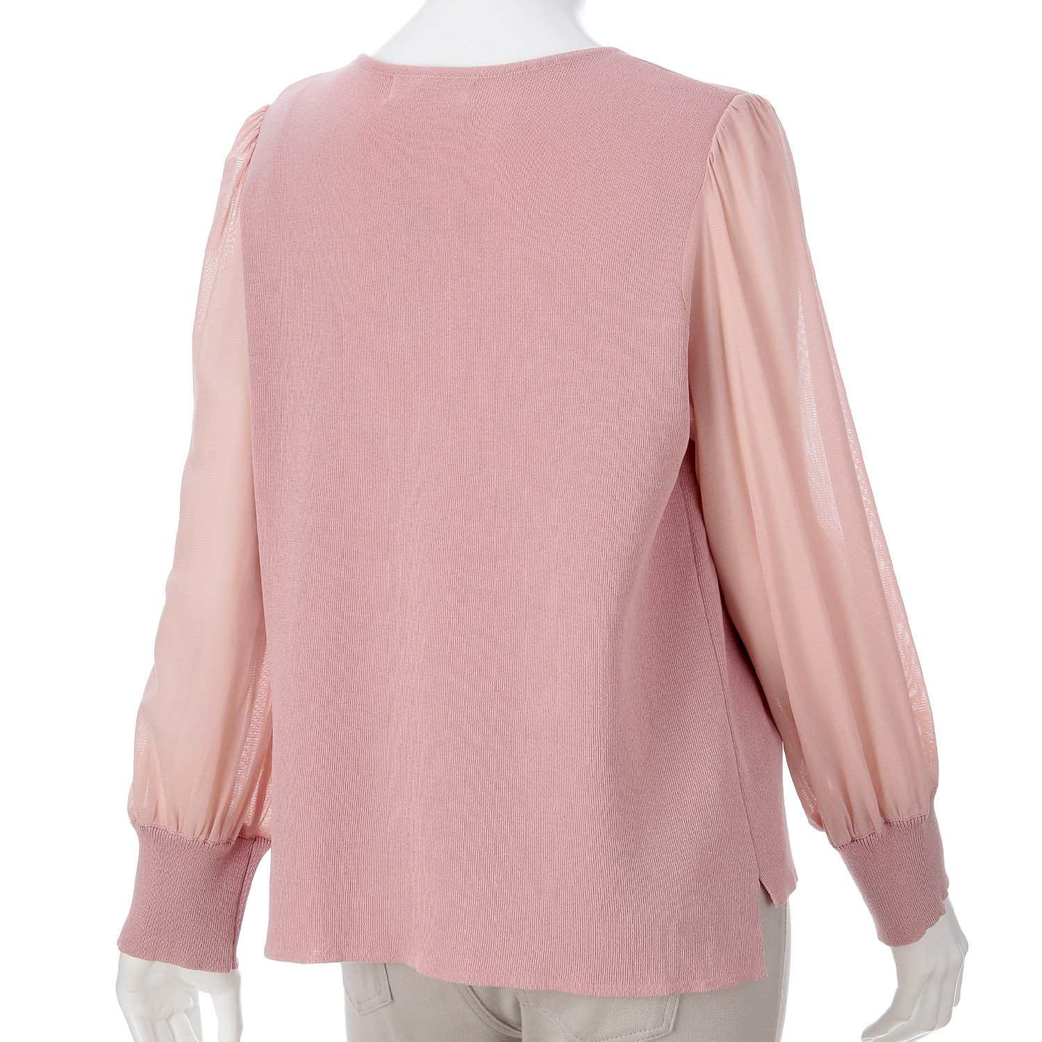 Super Beauty パワーネット素材袖胸元フラワーモチーフ使いセーター - 画像12