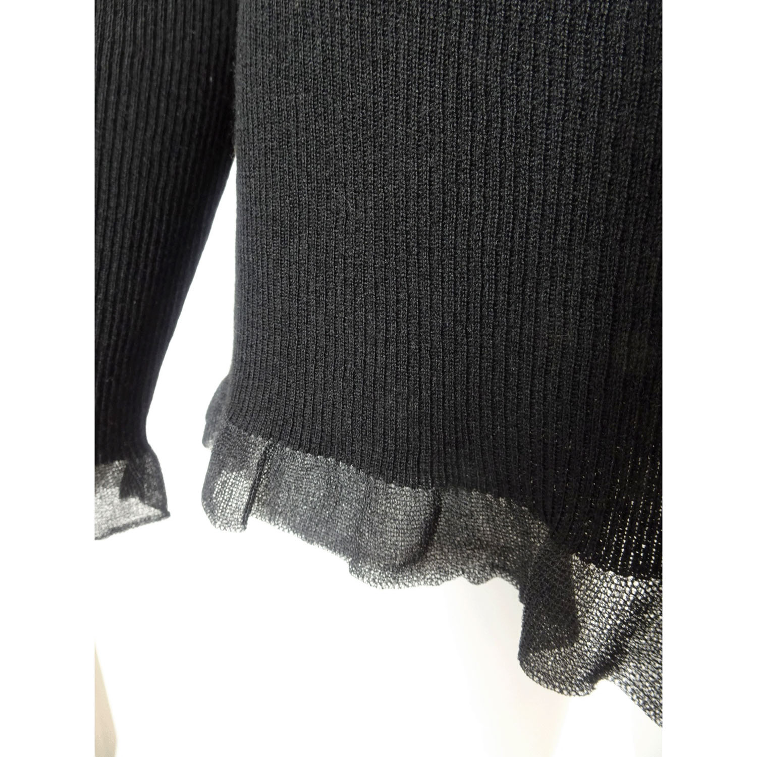 Super Beauty コサージュ付 衿・袖先透かしフリルデザインタートルネックセーター - 画像11