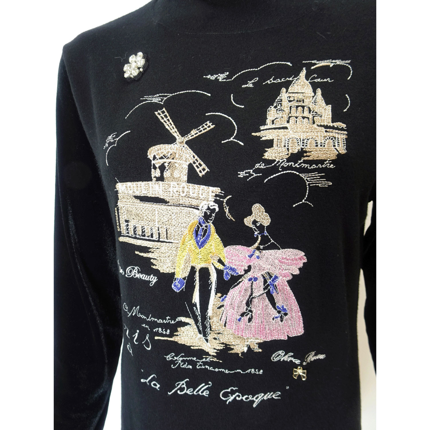 Super Beauty 胸元刺しゅう入りハイネックセーター - 画像4