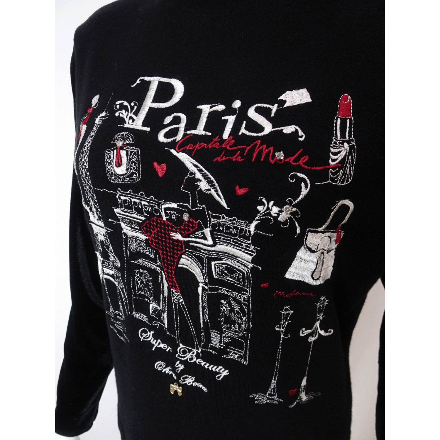 Super Beauty PARIS刺しゅう入りハイネックセーター - 画像4