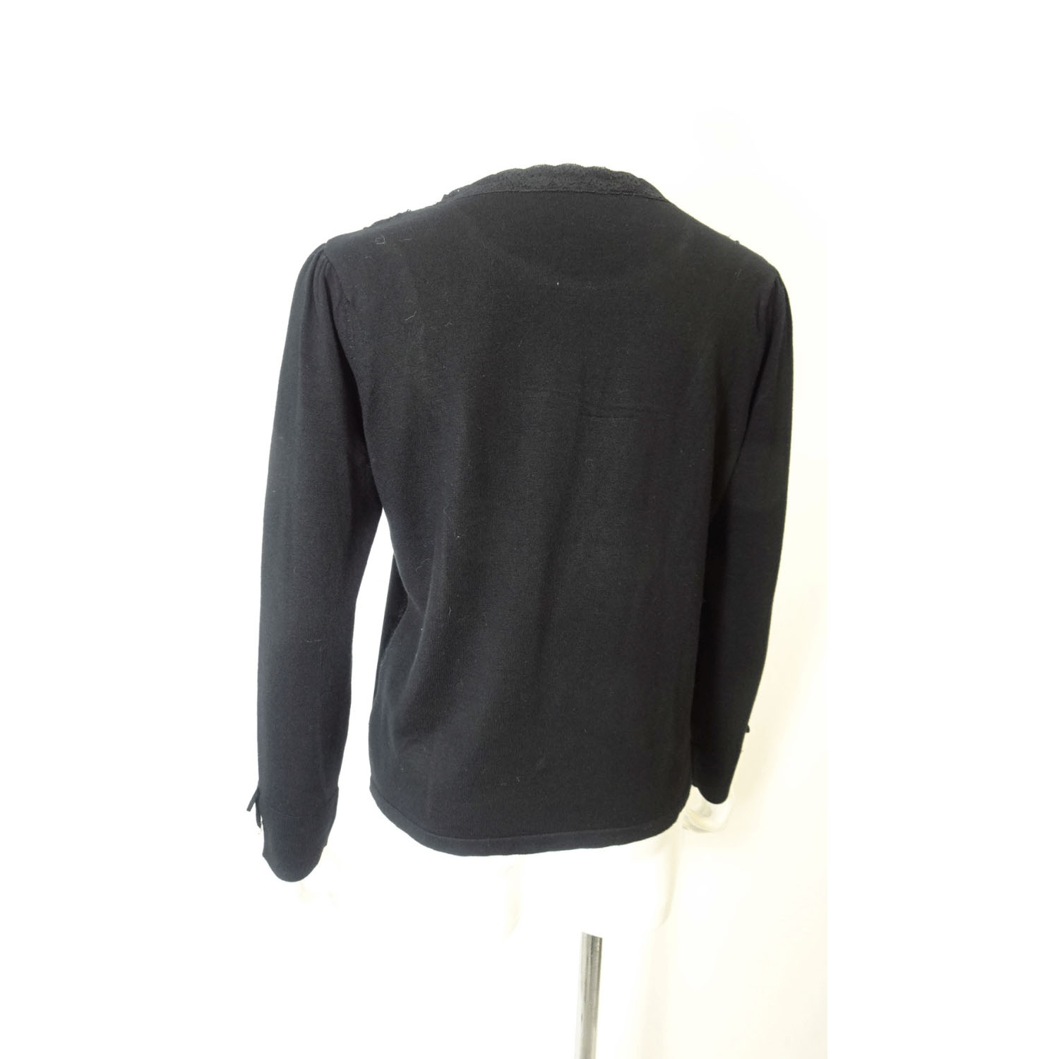 【Inata Live】Super Beauty ベロア袖×チェック柄 胸元レース使いセーター - 画像6