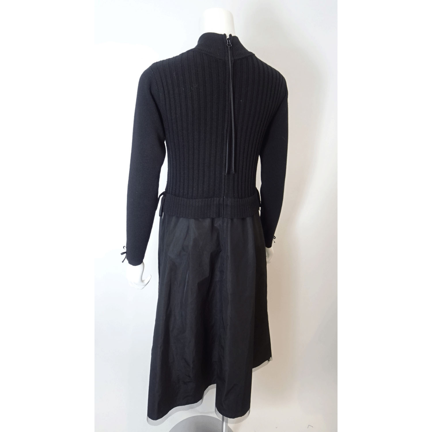 Super Beauty ウエスト異素材切替ケーブル編みハイネックワンピース - 画像5