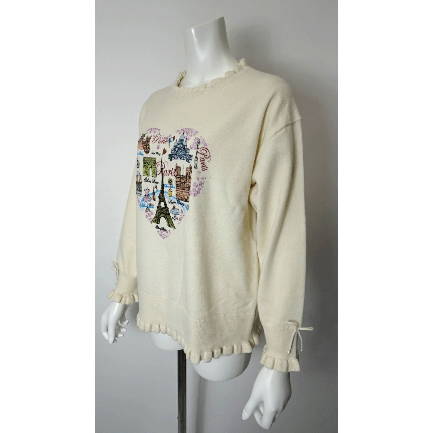 【Inata Live】Super Beauty パリ刺繍フリルセーター - 画像3