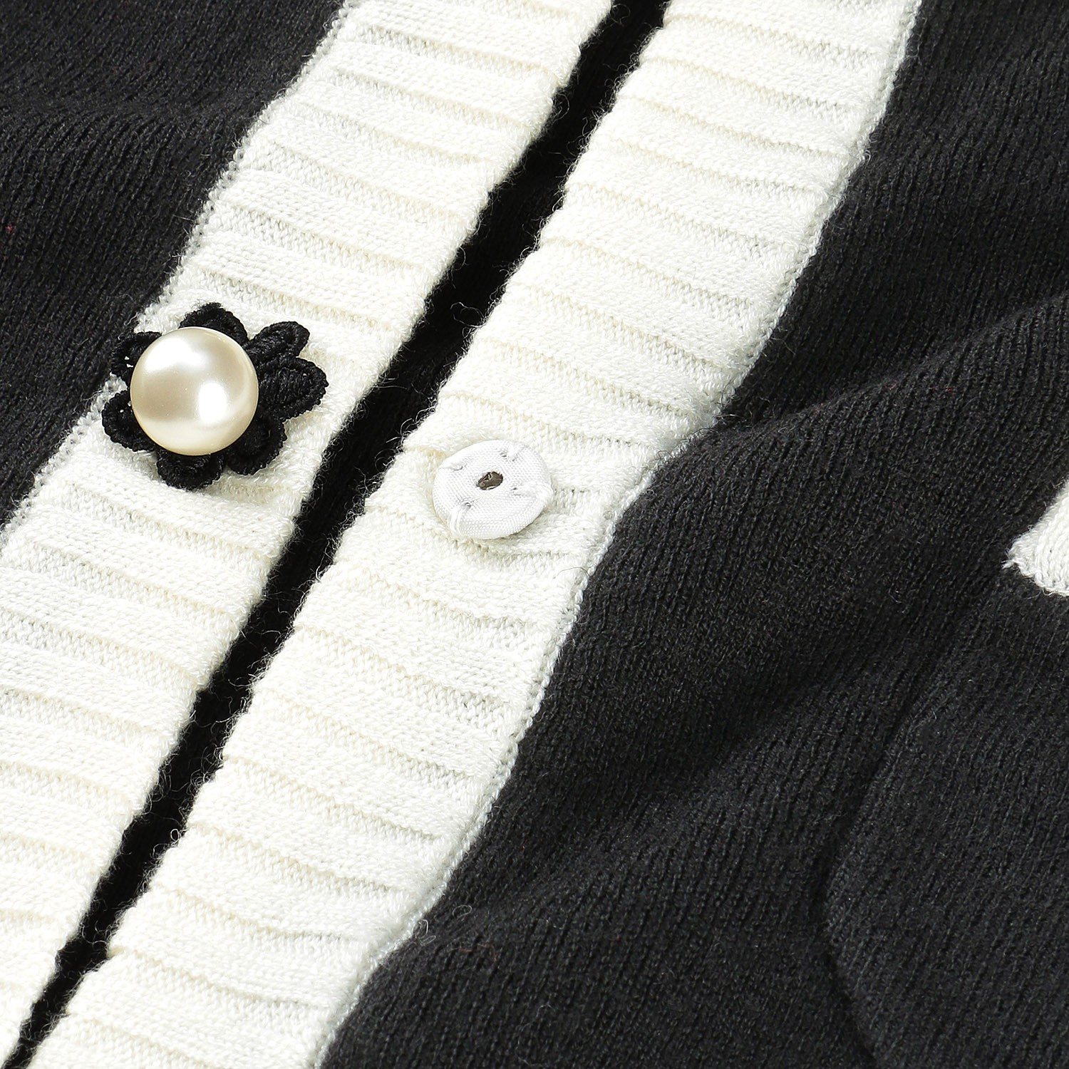 Super Beauty 配色ノーカラーニットカーディガン - 画像10