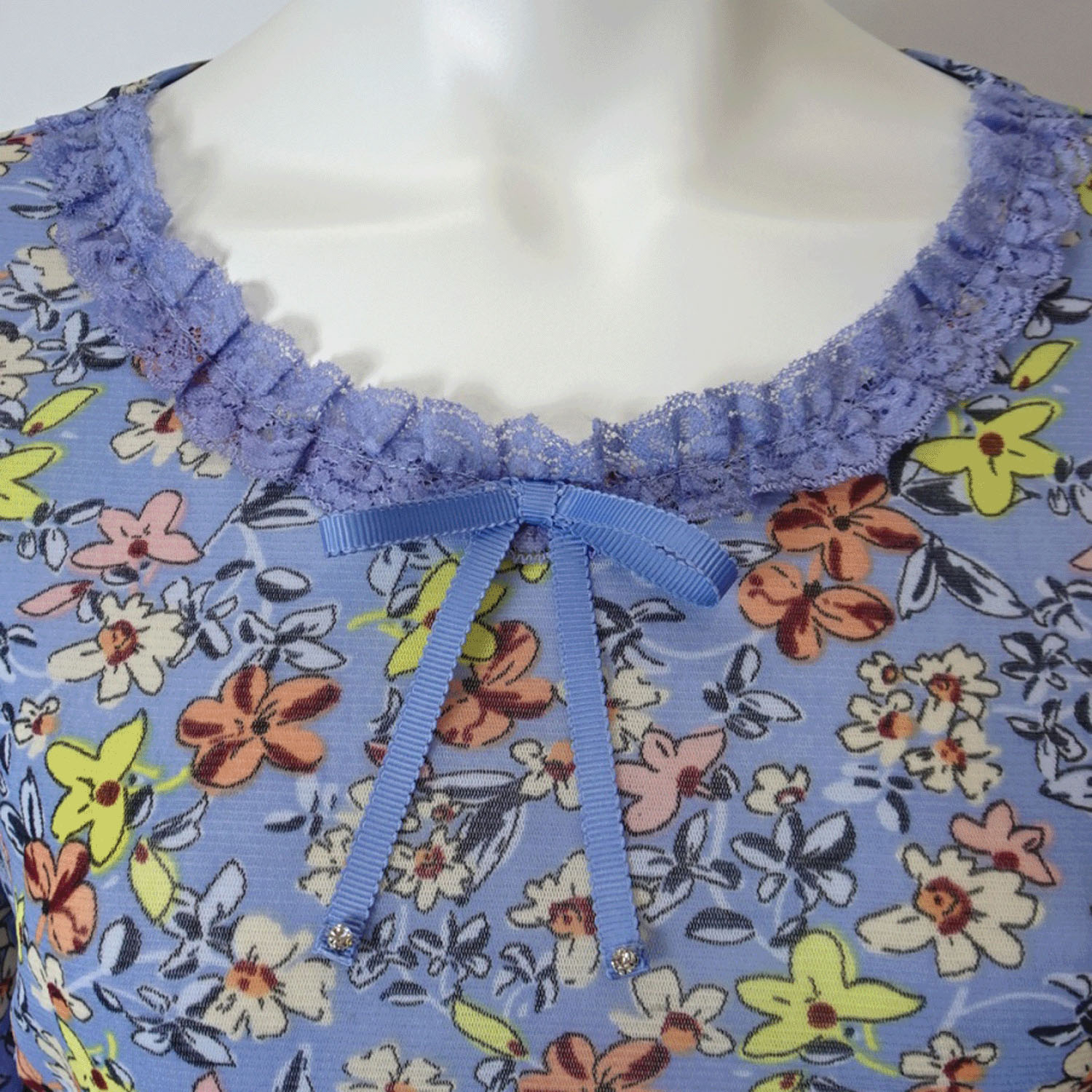 Super Beauty 小花プリントパワーネット素材チュニックカットソー - 画像5