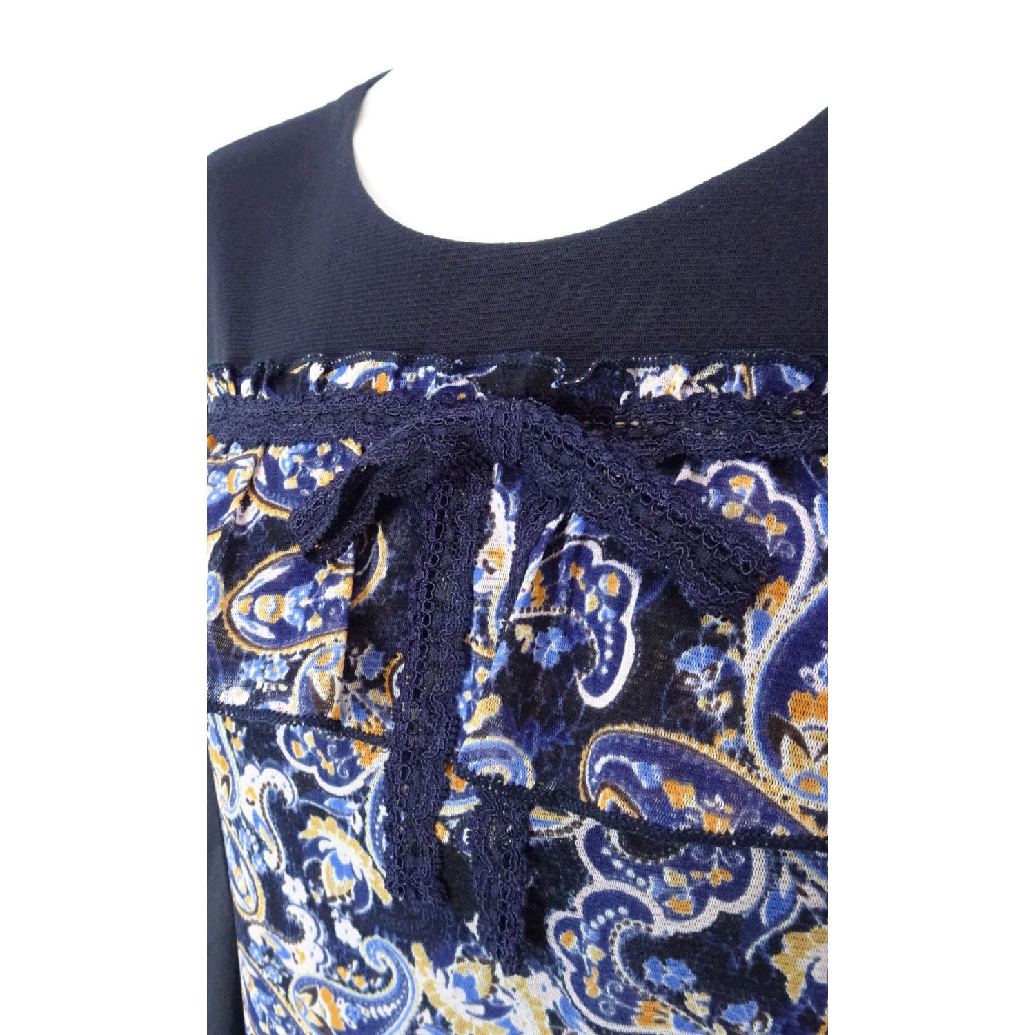 Super Beauty ペイズリー柄パワーネット素材チュニックカットソー - 画像8