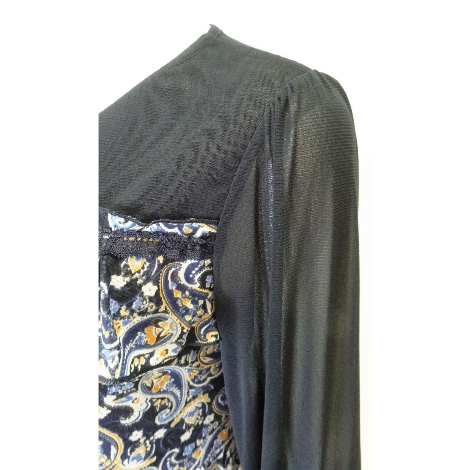 Super Beauty ペイズリー柄パワーネット素材チュニックカットソー - 画像9