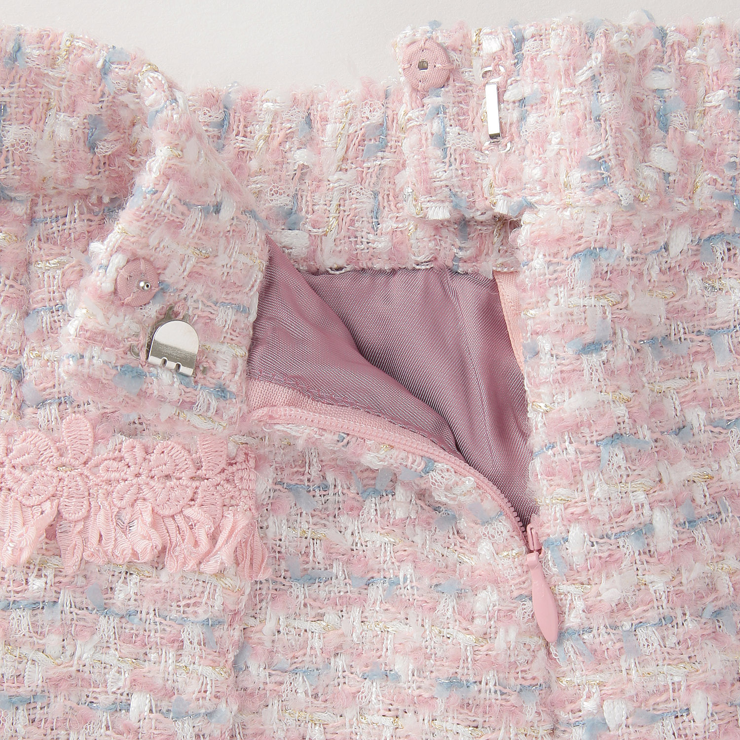 Super Beauty 裾レース使いツイード生地スカート - 画像4