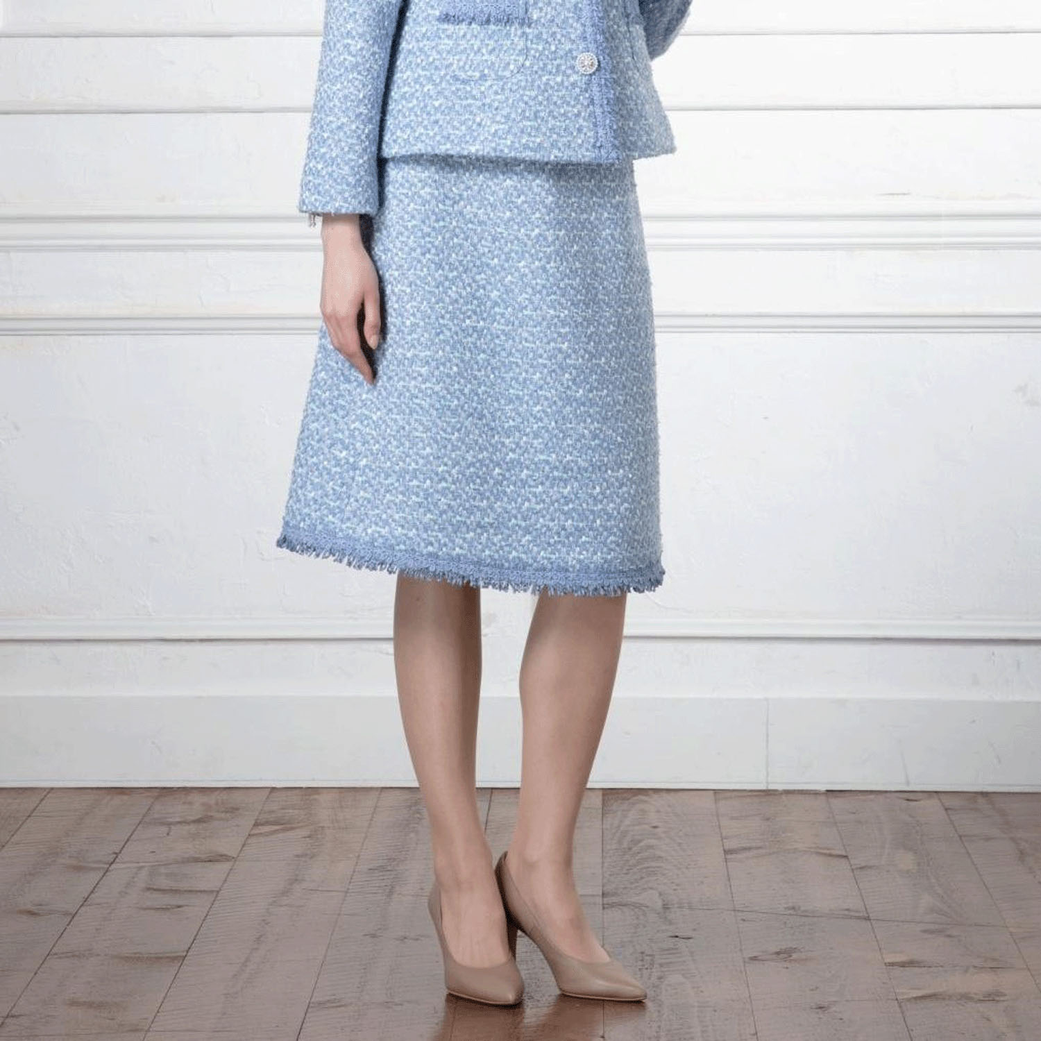 Super Beauty 裾レース使いツイード生地スカート - 画像1