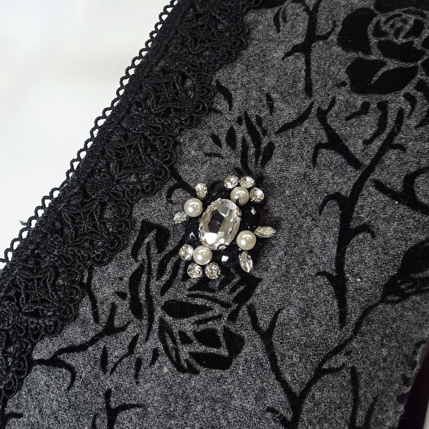 Super Beauty Vネックフロッキープリント切替ワンピース - 画像6