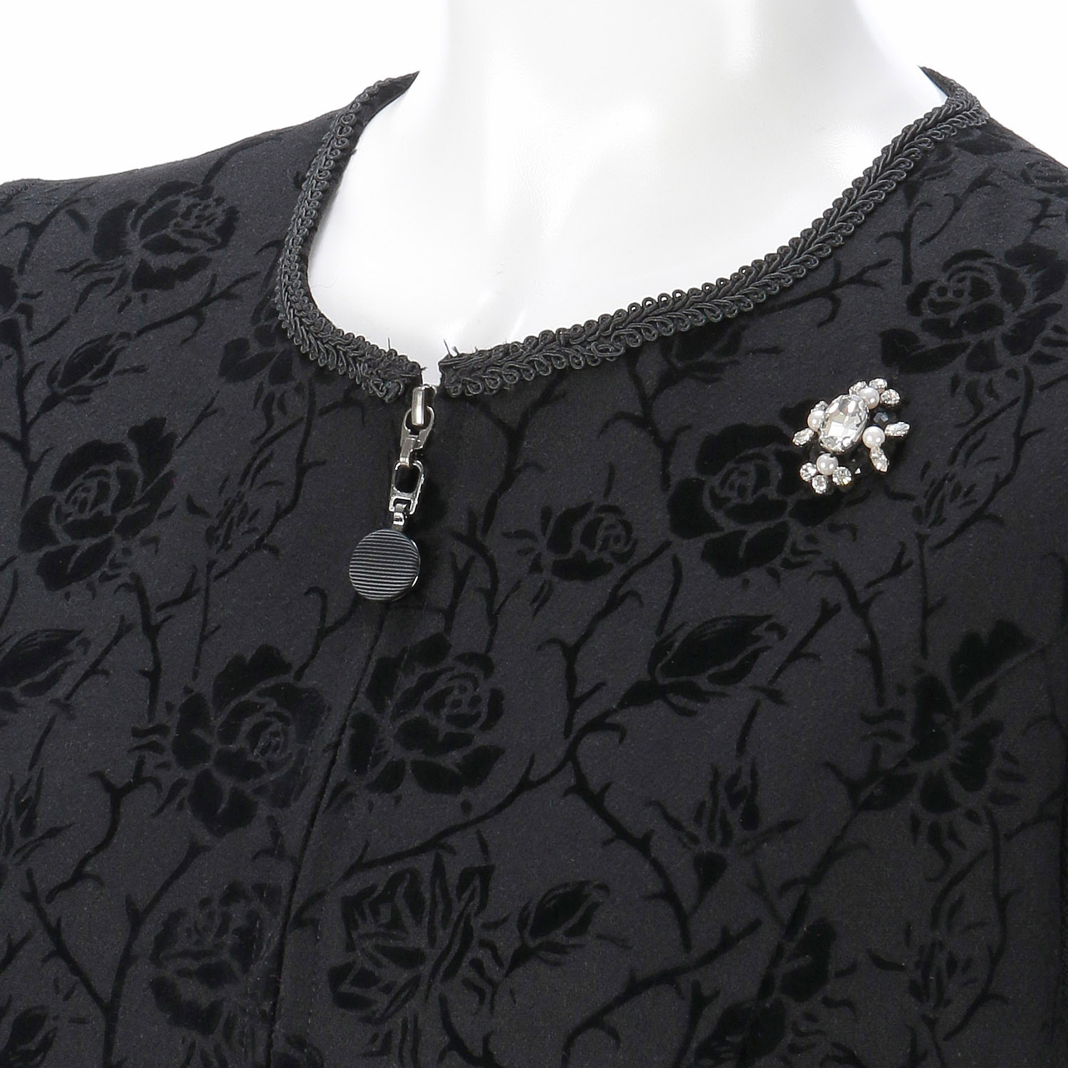 Super Beauty 裾フリルフロッキプリント前あきワンピース - 画像14