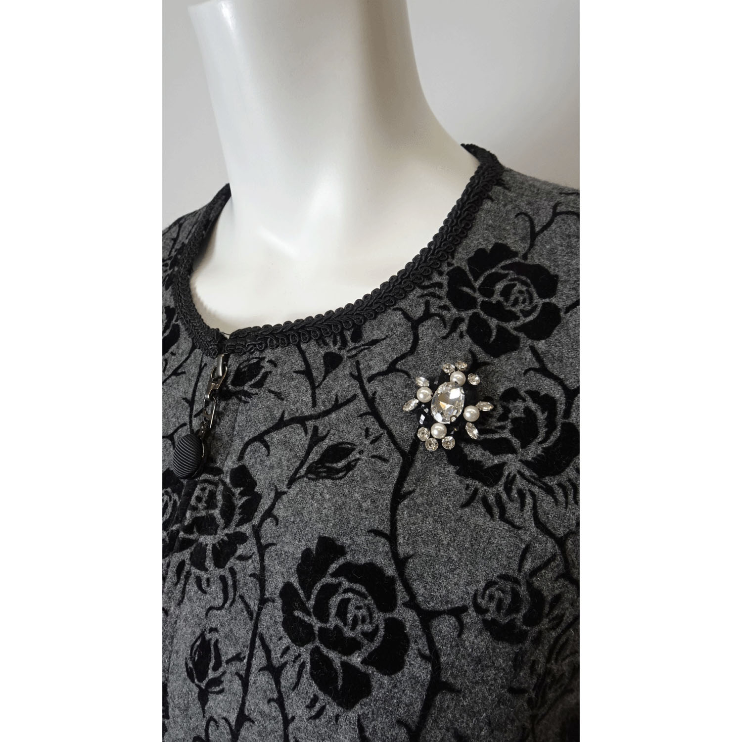 Super Beauty 裾フリルフロッキプリント前あきワンピース - 画像5