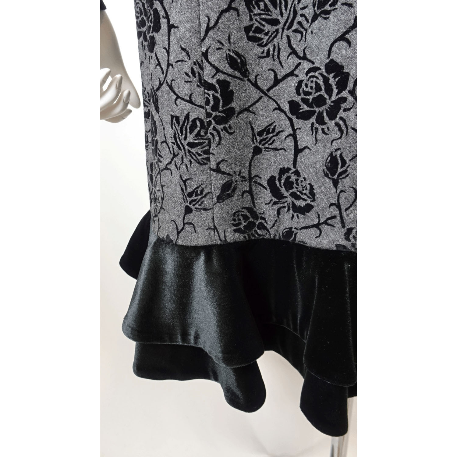 Super Beauty 裾フリルフロッキプリント前あきワンピース - 画像7