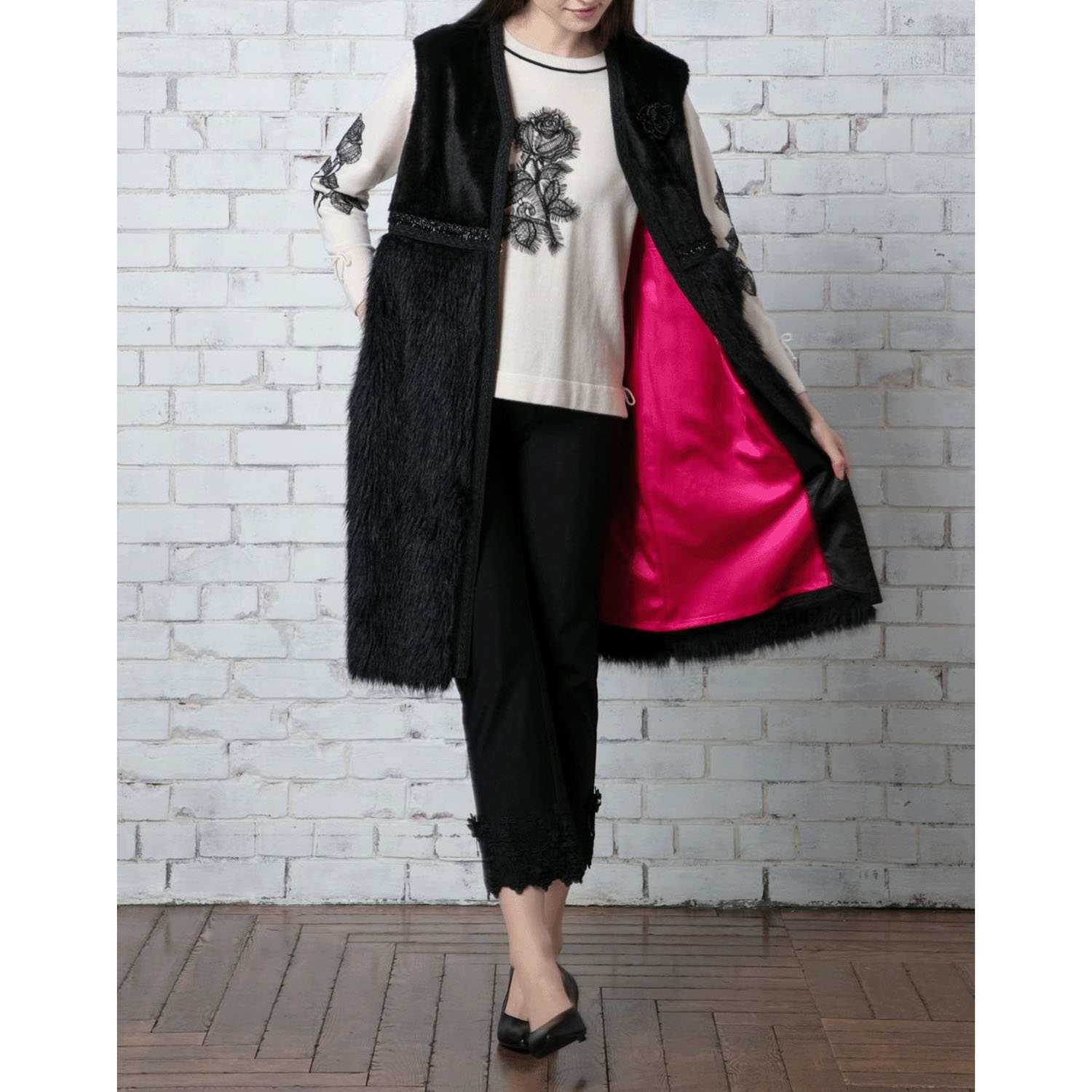 Super Beauty 起毛切替ロングジレ - 画像3