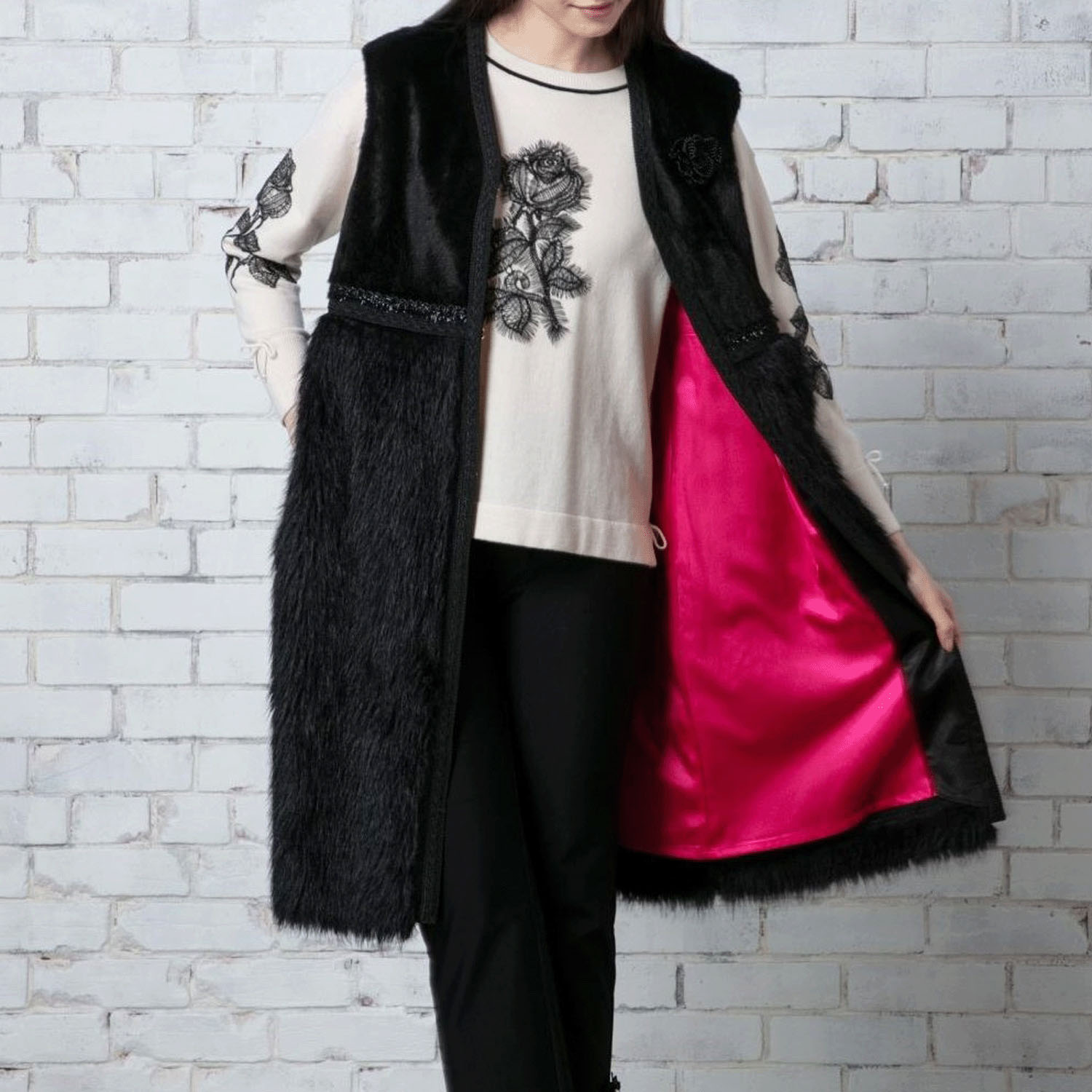 Super Beauty 起毛切替ロングジレ - 画像1