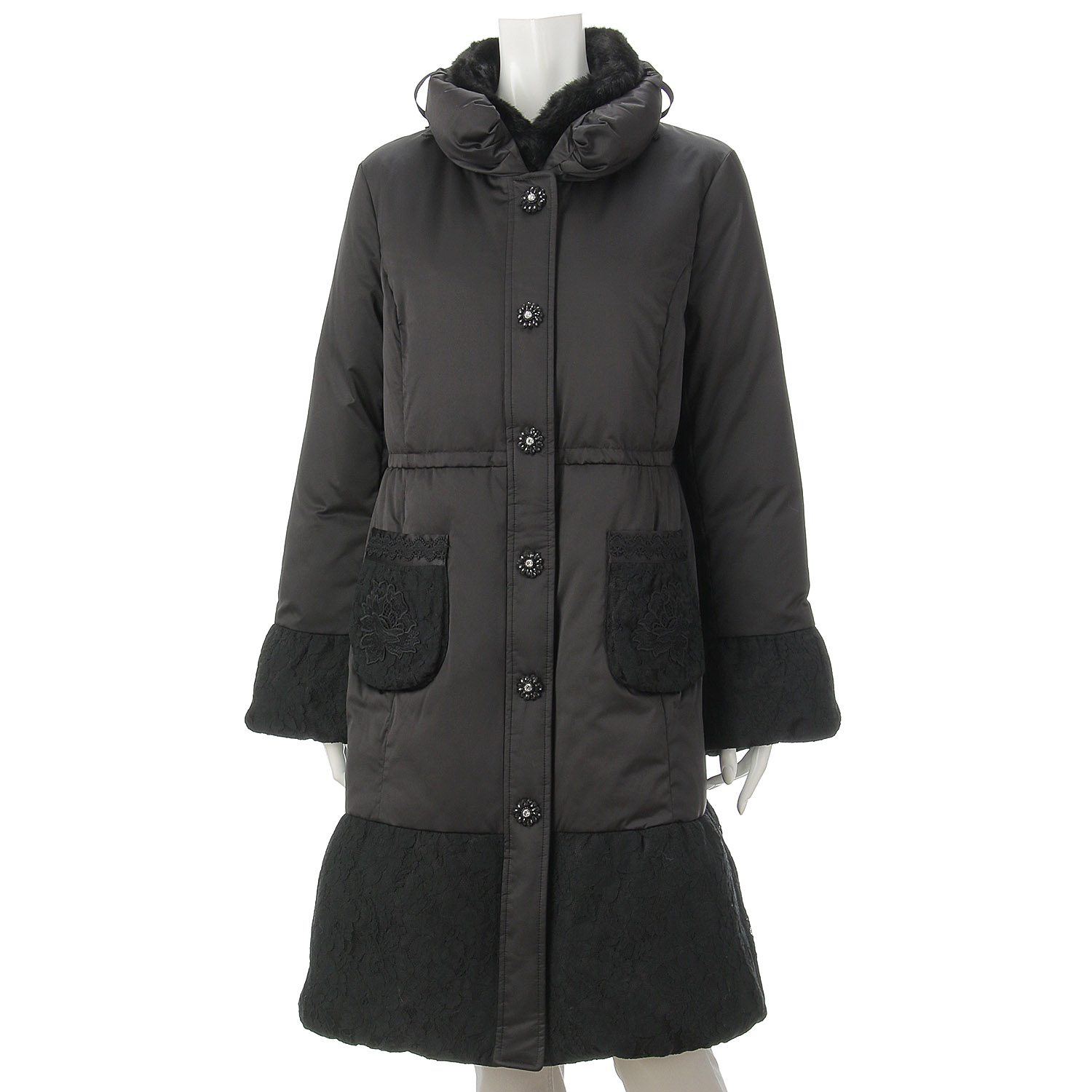 【Inata Live】Super Beauty 裾レース切替ダウンコート - 画像5