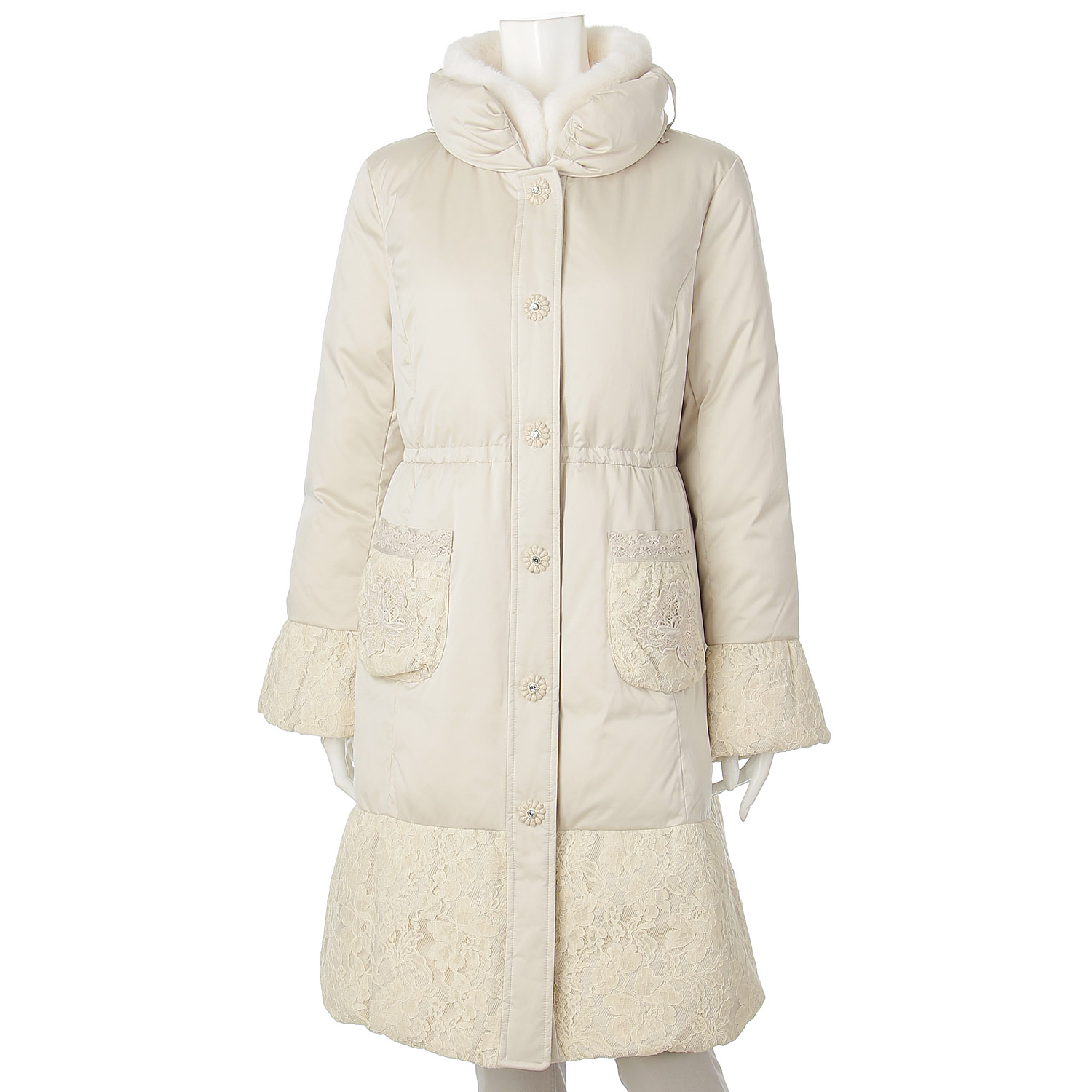 【Inata Live】Super Beauty 裾レース切替ダウンコート - 画像6