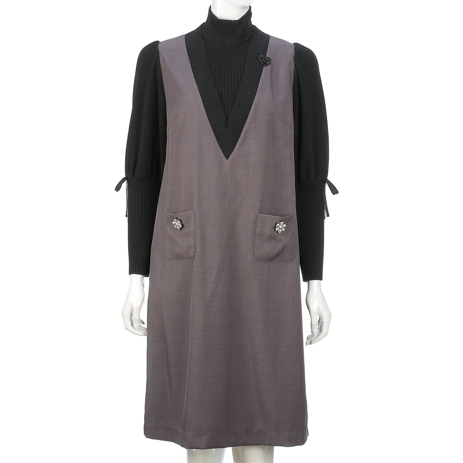 Super Beauty レイヤード風コンビワンピース - 画像3