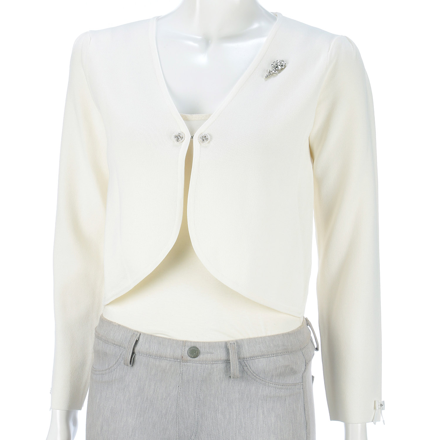 【Insta Live】Super Beauty ジュエルボタン付きクロップドカーディガン - 画像8