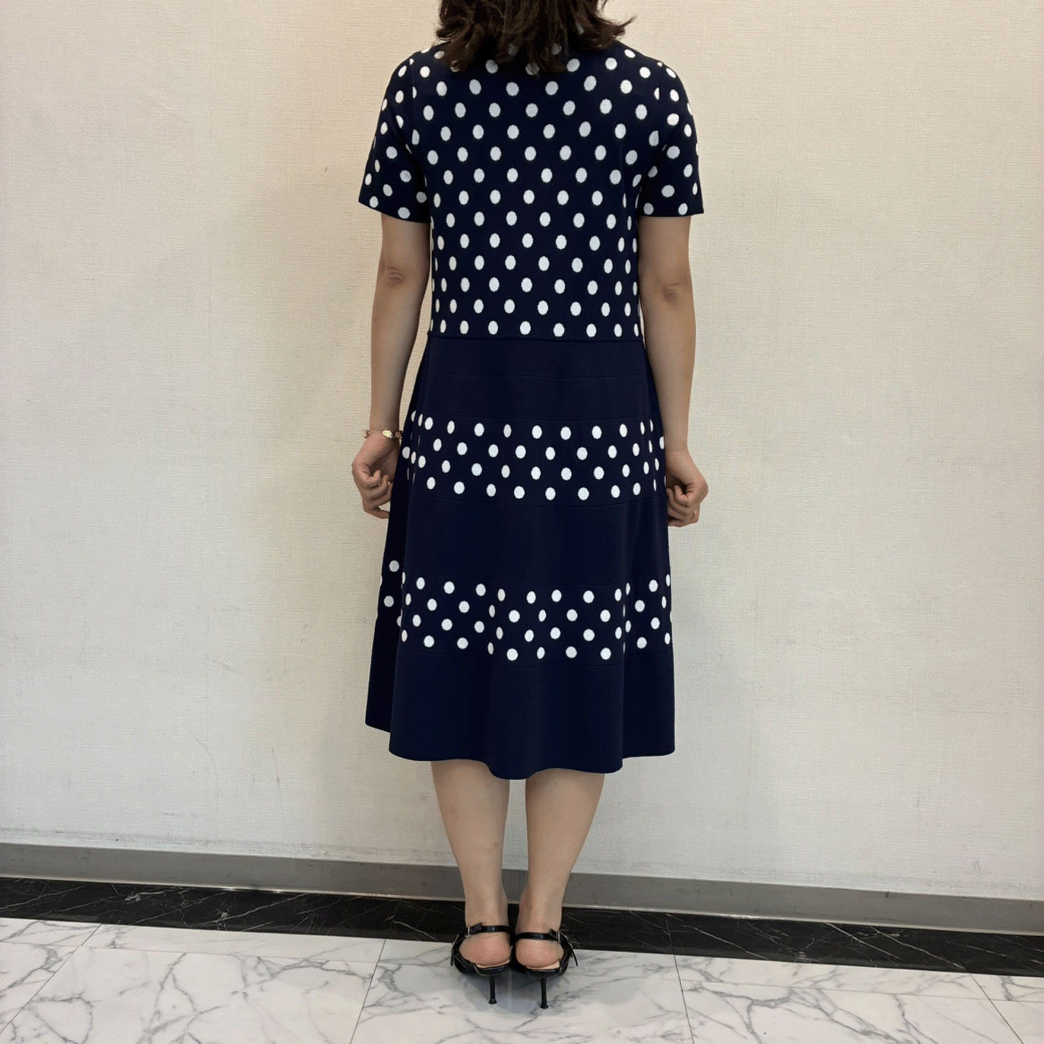 Super Beauty 水玉ジャカード編み切替ニットワンピース - 画像10