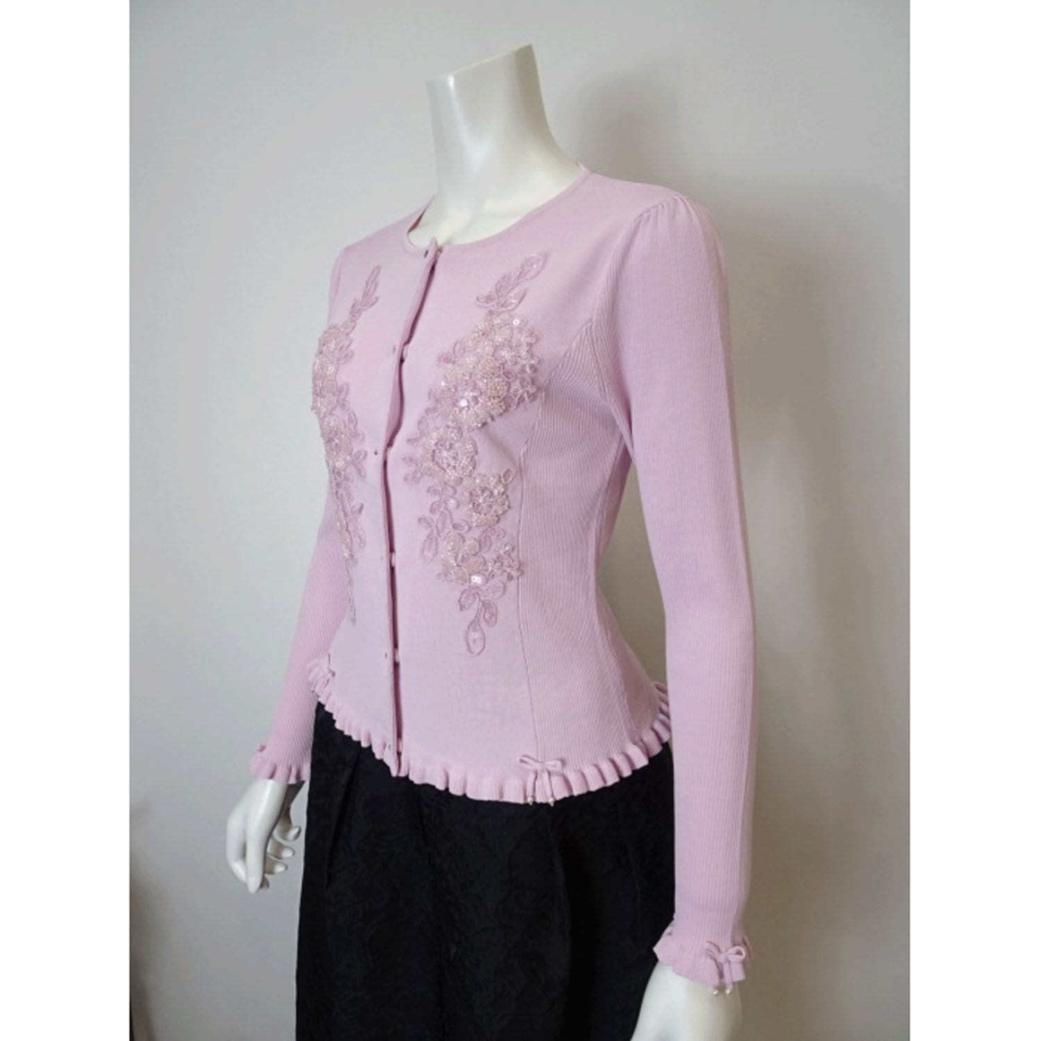 【Insta Live】Super Beauty 前立てスパンコール使い裾フリルカーディガン - 画像13