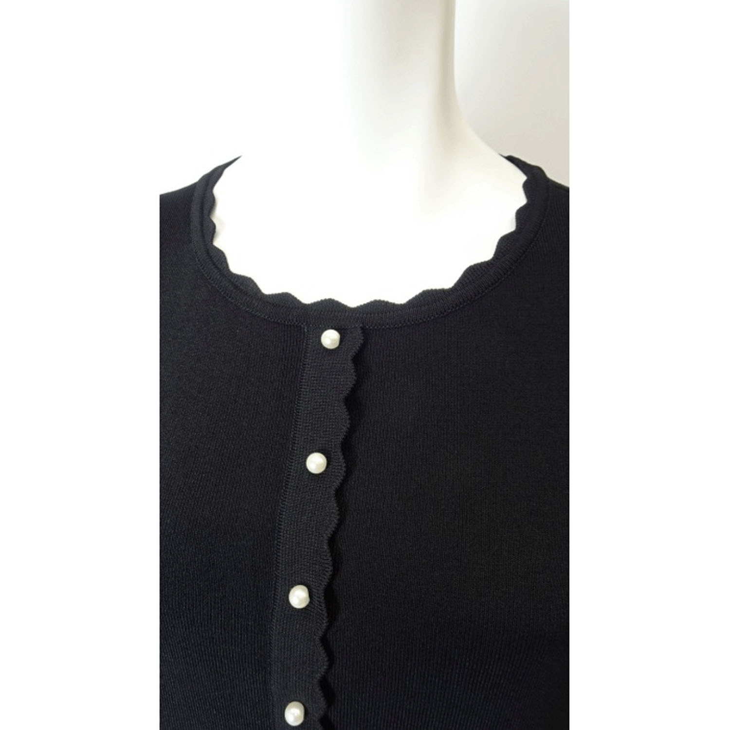 Super Beautyかぎ針花モチーフ使いニット×ドット柄切替ワンピース - 画像9