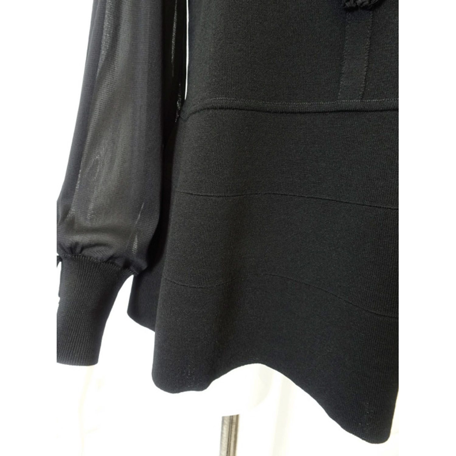 Super Beauty かぎ針花モチーフ付袖パワーネット素材セーター - 画像12