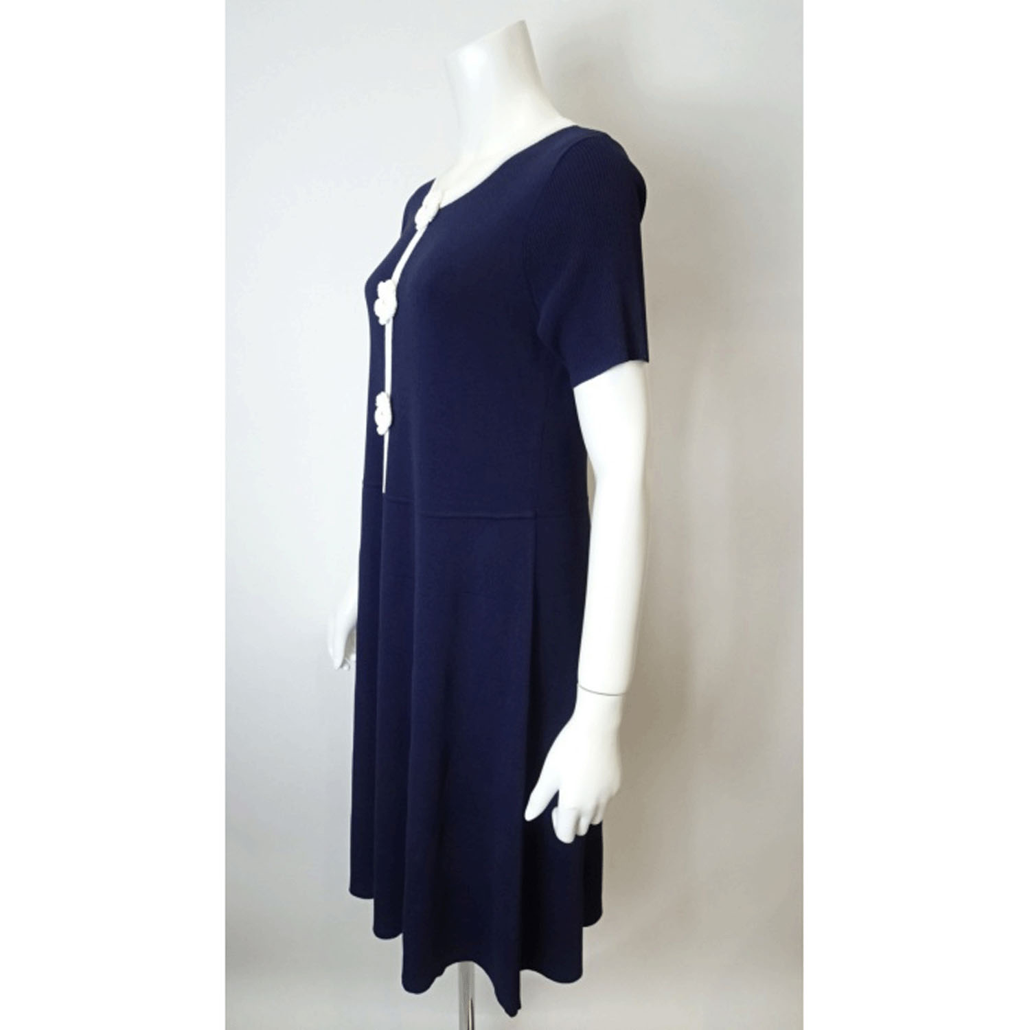 Super Beauty かぎ針花モチーフ付配色ニットワンピース - 画像8