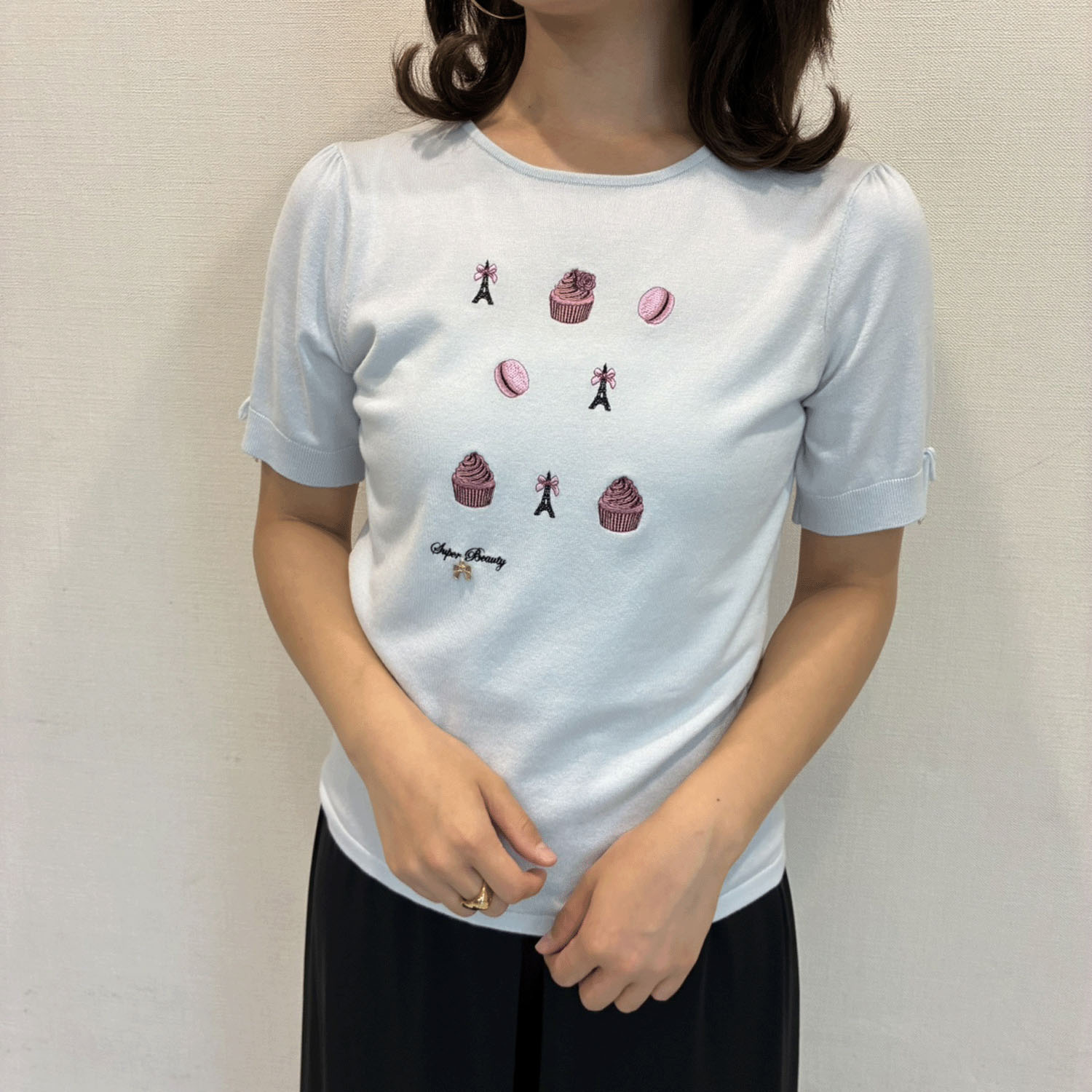 【Insta Live】Super Beauty スイーツ刺しゅう半袖セーター