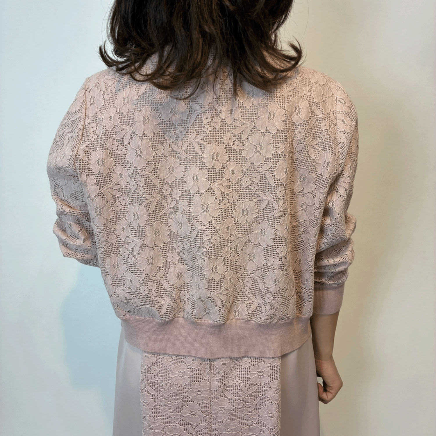 Super Beauty レース編みジップアップニットカーディガン - 画像12