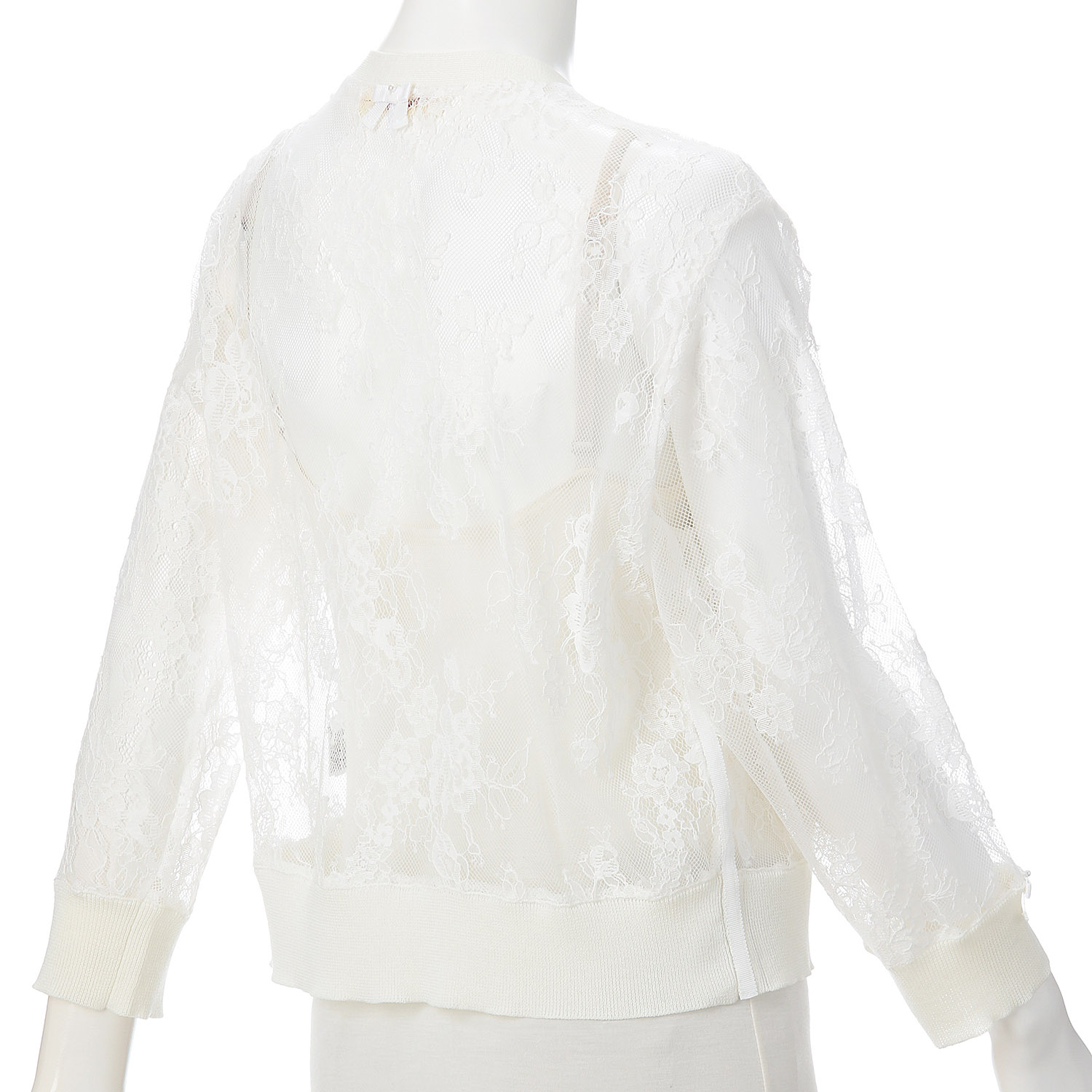 【4月上旬入荷予定】Super Beauty 透かしレース編みVネックニットカーディガン - 画像3