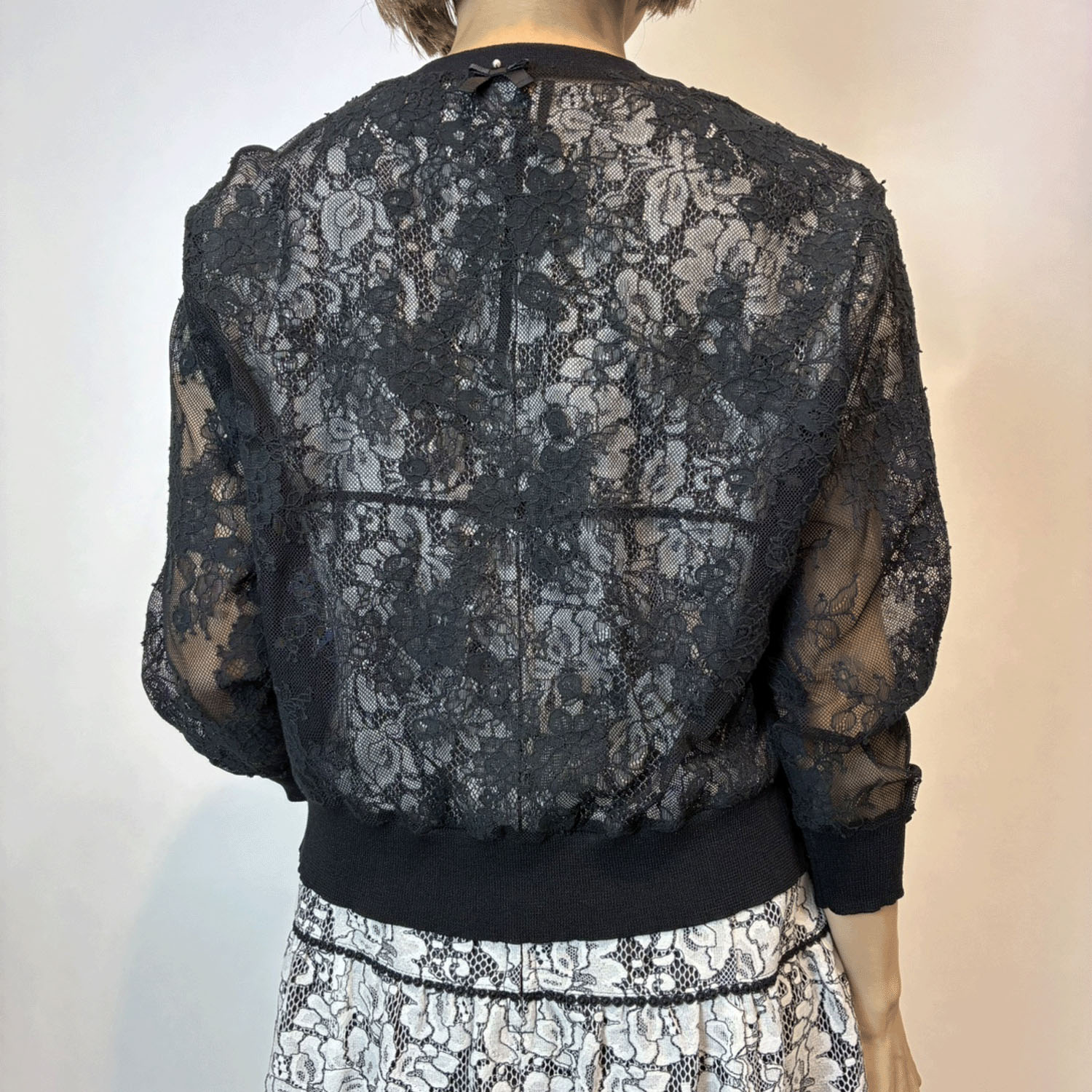 【4月上旬入荷予定】Super Beauty 透かしレース編みVネックニットカーディガン - 画像9