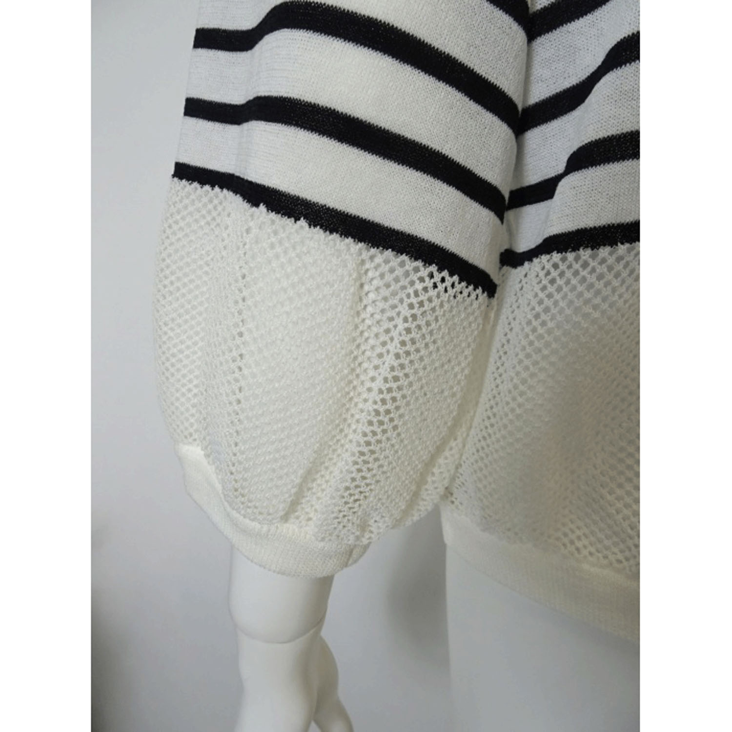 Super Beauty 袖バルーンデザインボーダー柄ニットカーディガン - 画像10