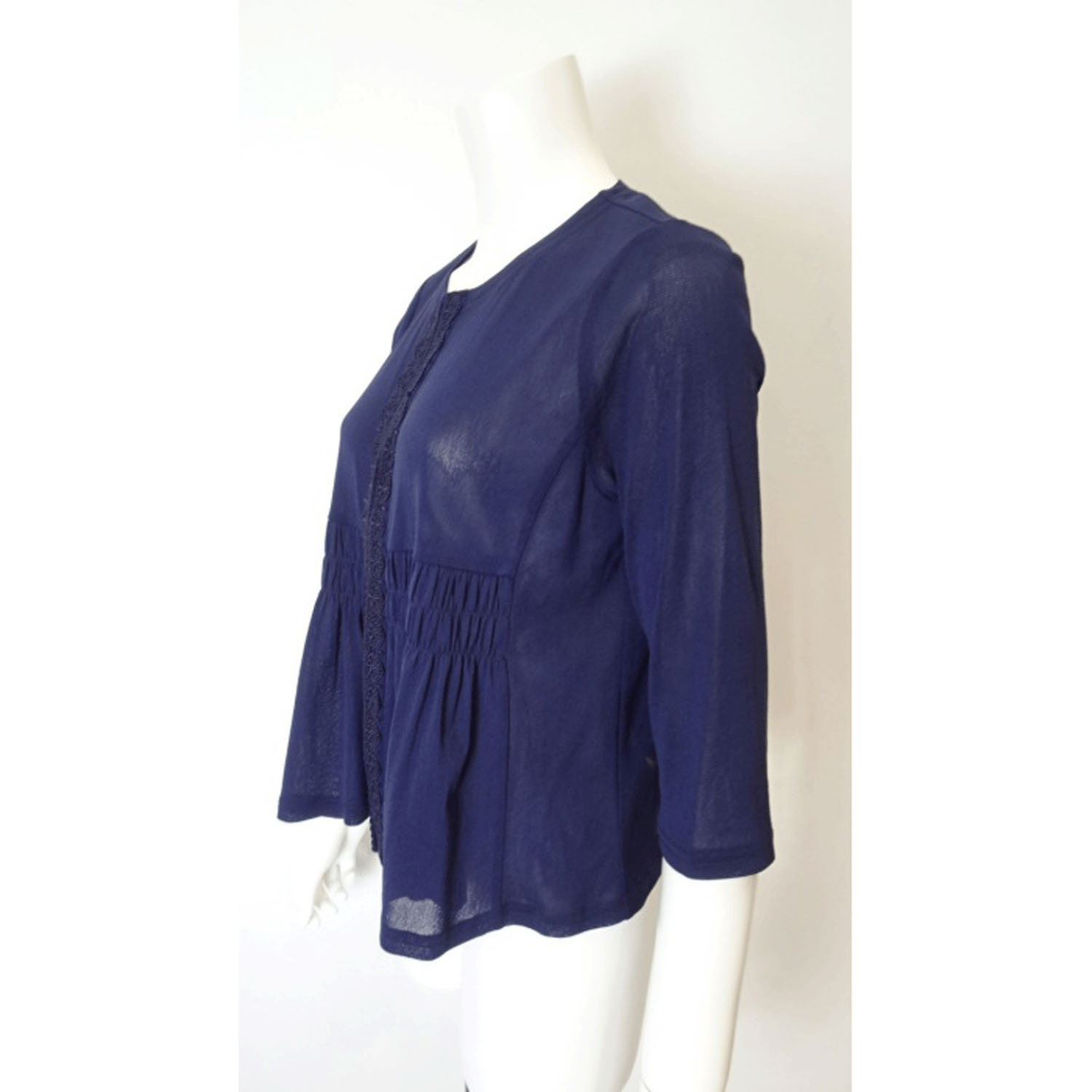 【LIVE ARCHIVE】Super Beauty ギャザーデザイン ノーカラーパワーネット素材カーディガン - 画像12