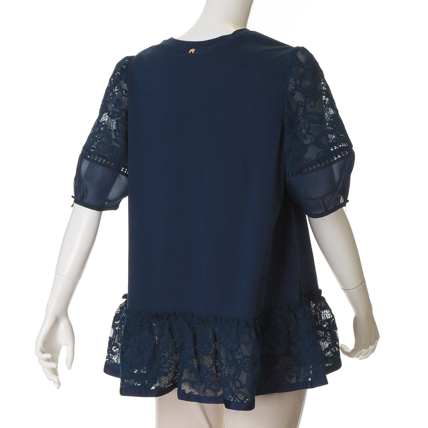 Super Beauty 胸元Parisモチーフプリント レース切替×パフ袖ロングTシャツ - 画像19