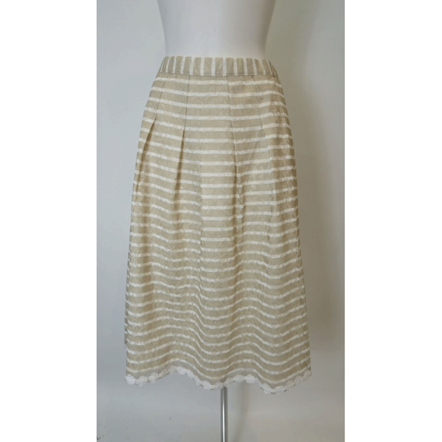 【4月初旬入荷予定】Super Beauty ボーダー柄プリントレース素材スカート - 画像2