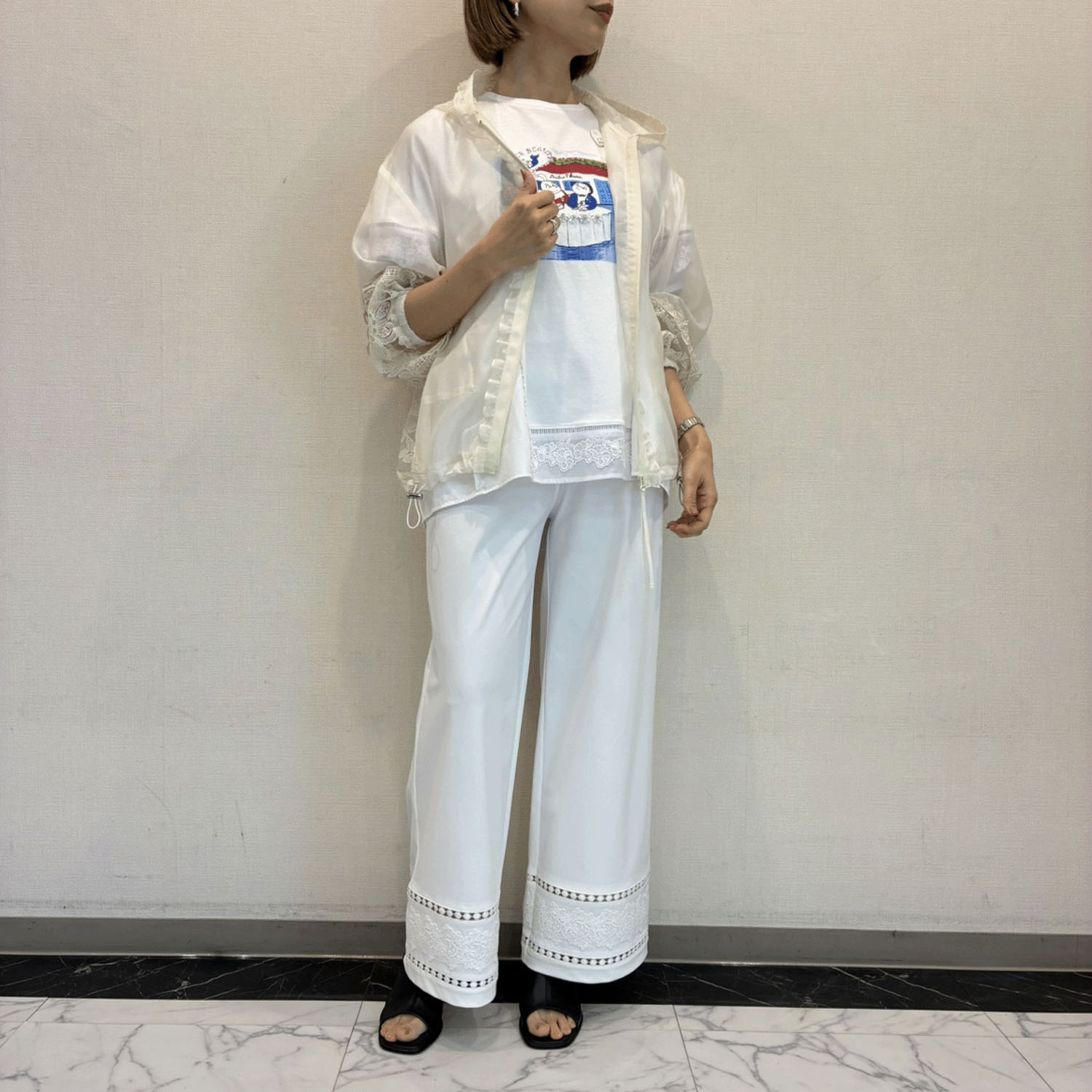 【3月下旬入荷予定】Super Beauty ハシゴレース×裾レースワイドパンツ - 画像7