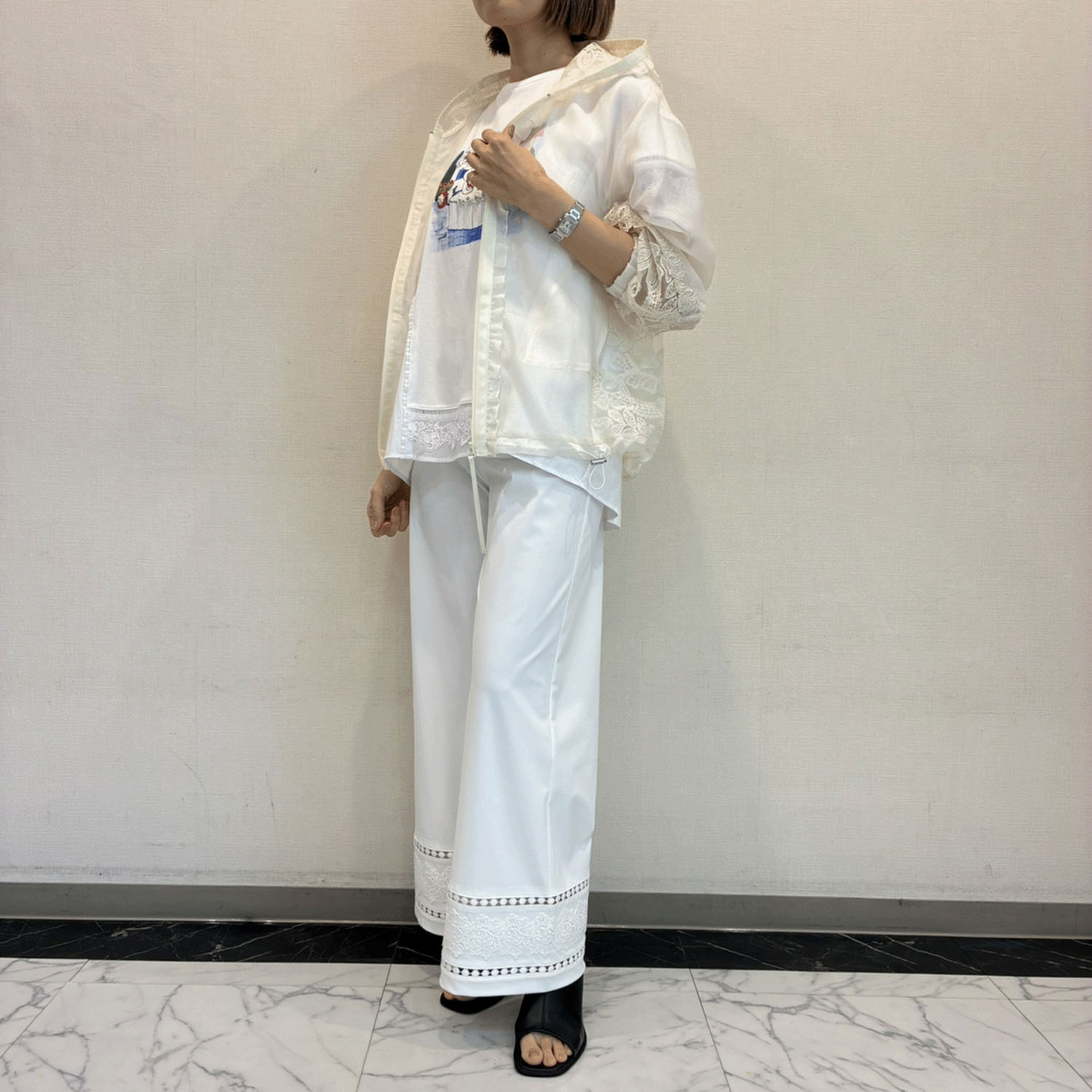 【3月下旬入荷予定】Super Beauty ハシゴレース×裾レースワイドパンツ - 画像8