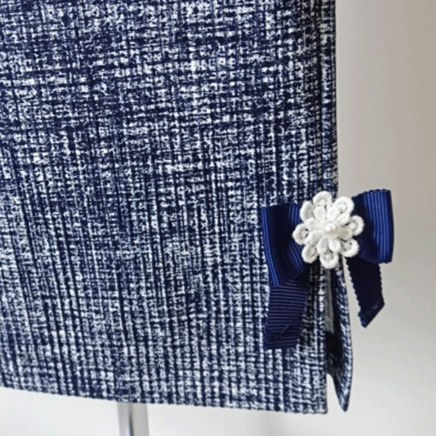 Super Beauty リボン×花モチーフ付サイドスリットチェック柄パンツ - 画像10