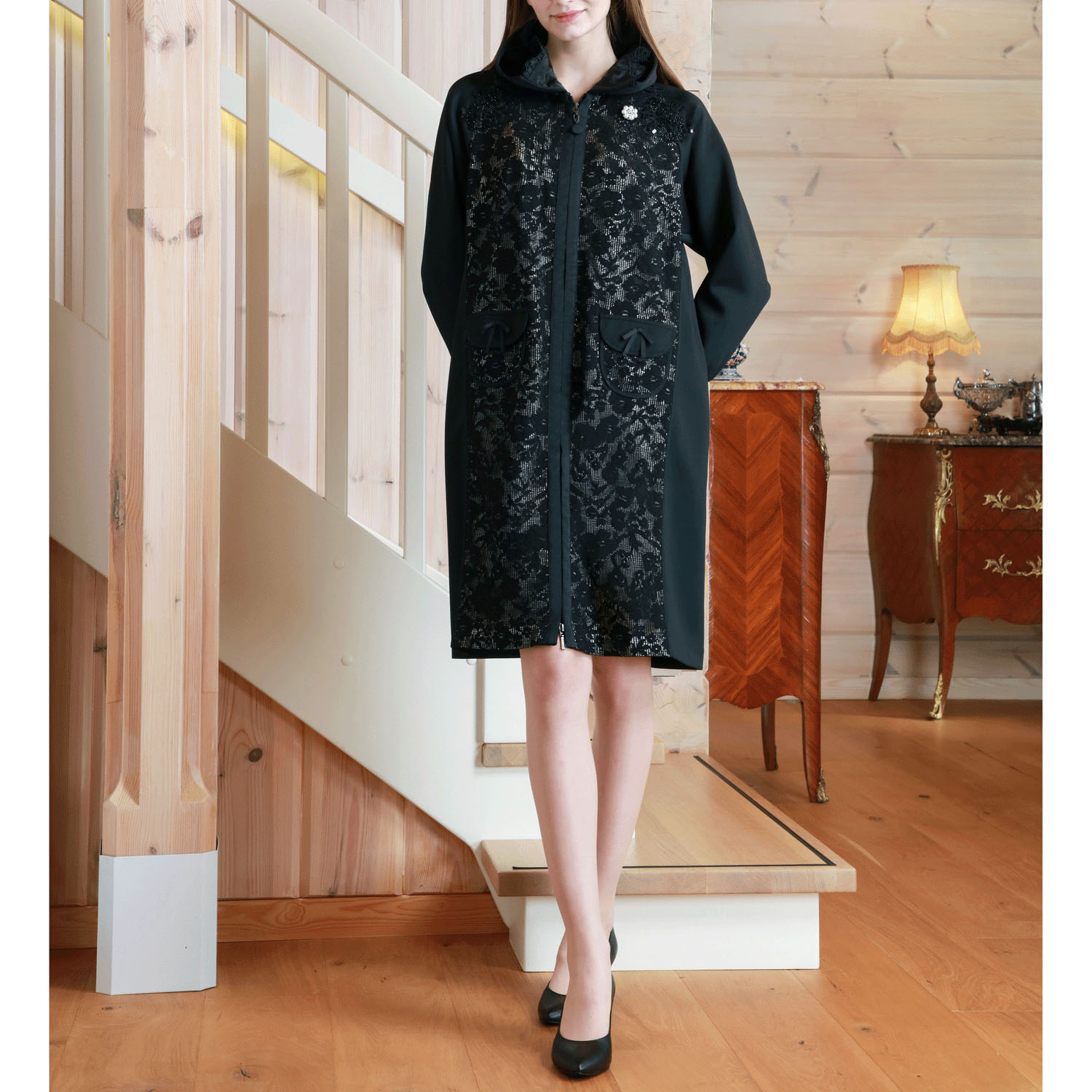 【Insta Live】Super Beauty スタンドフリル透かしレースコート