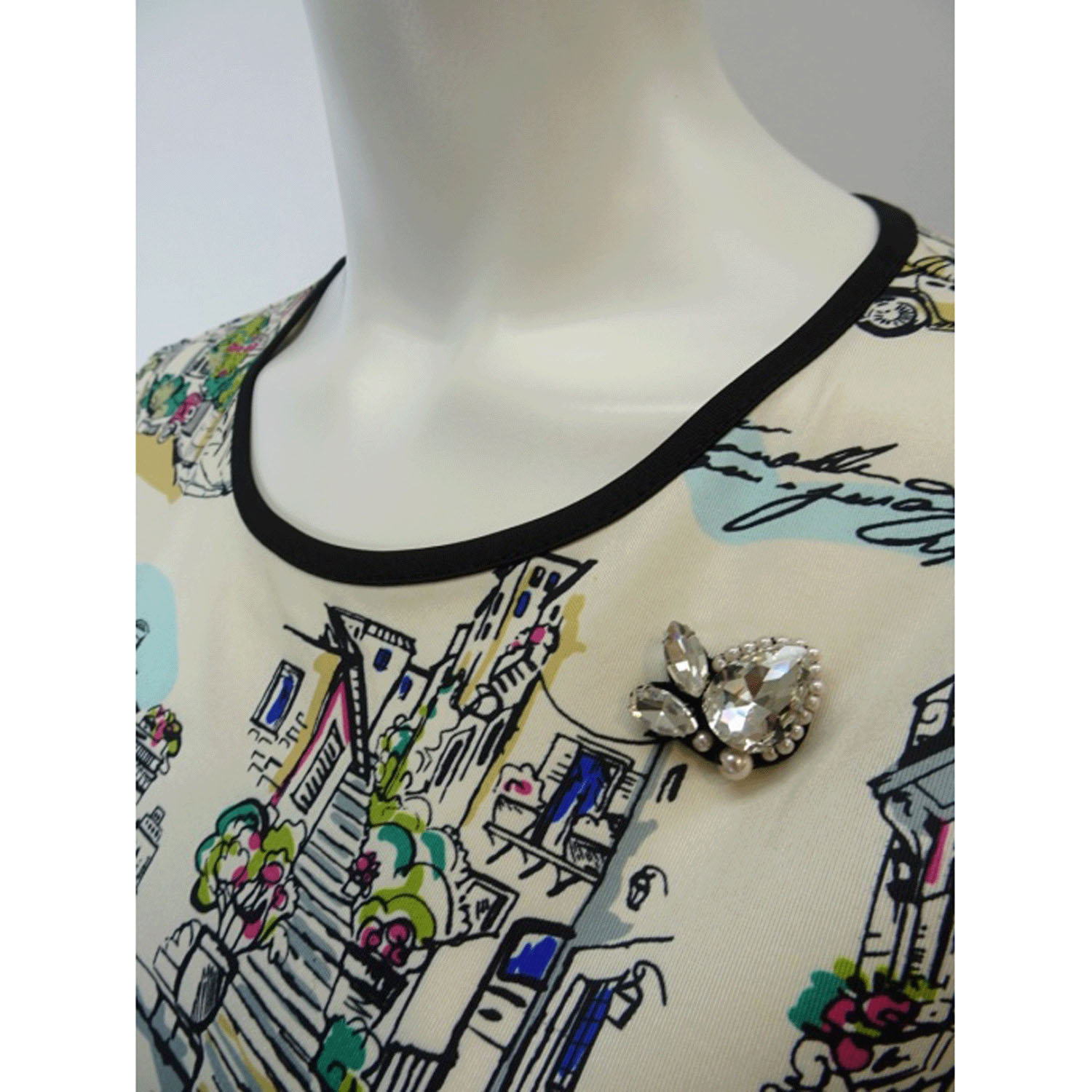 Super Beauty 街並み風景プリントパフスリーブカットソー - 画像12