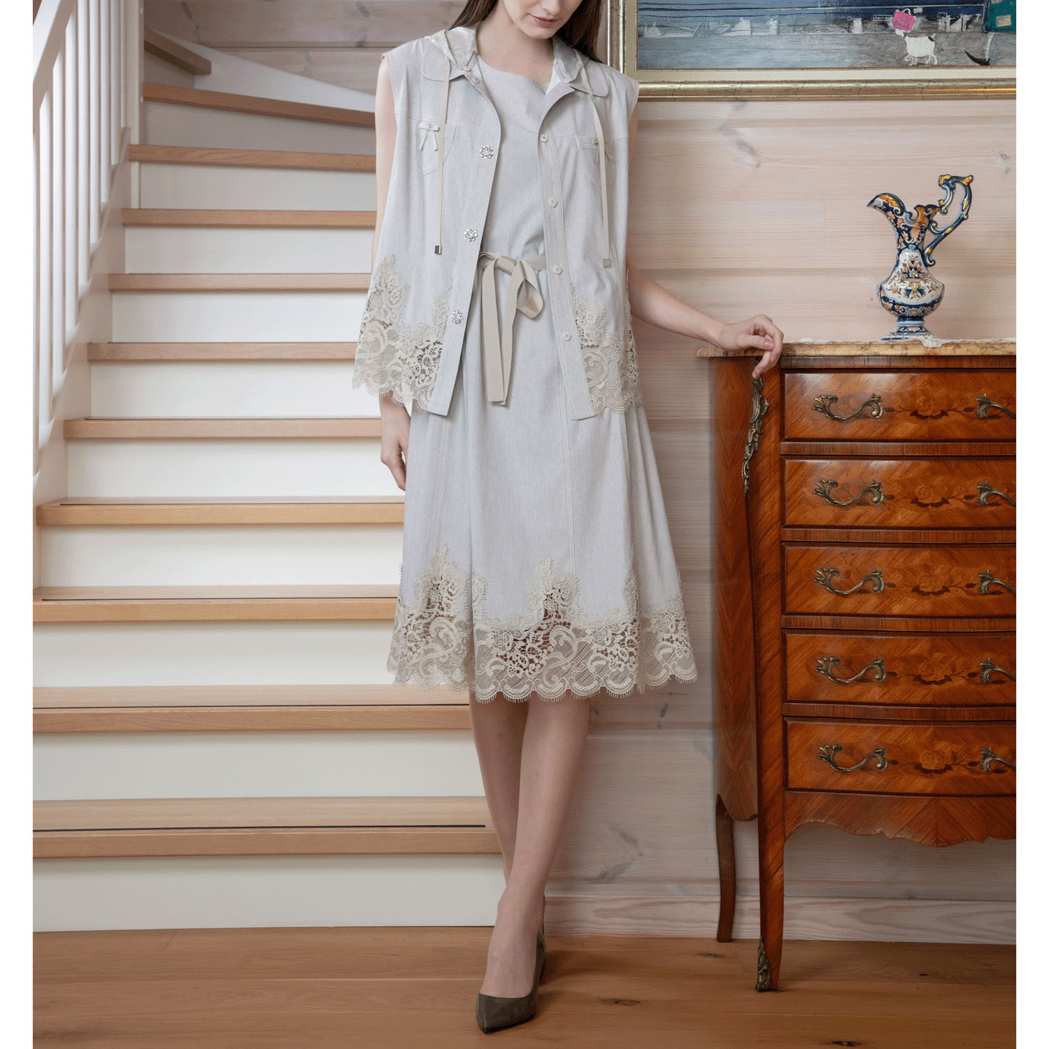 Super Beauty デニム風ノースリーブワンピース - 画像2